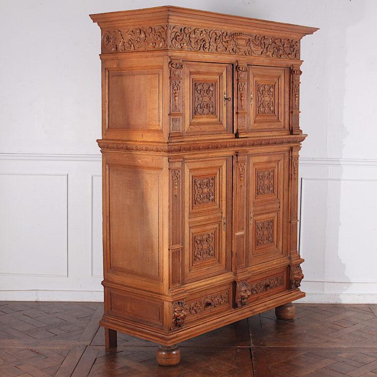 Highly carved oak renaissance revival cabinet with beautifully detailed hand carving, circa 1900.

 