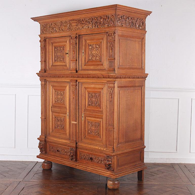 19th Century Highly Carved Oak Renaissance Revival Cabinet, circa 1900