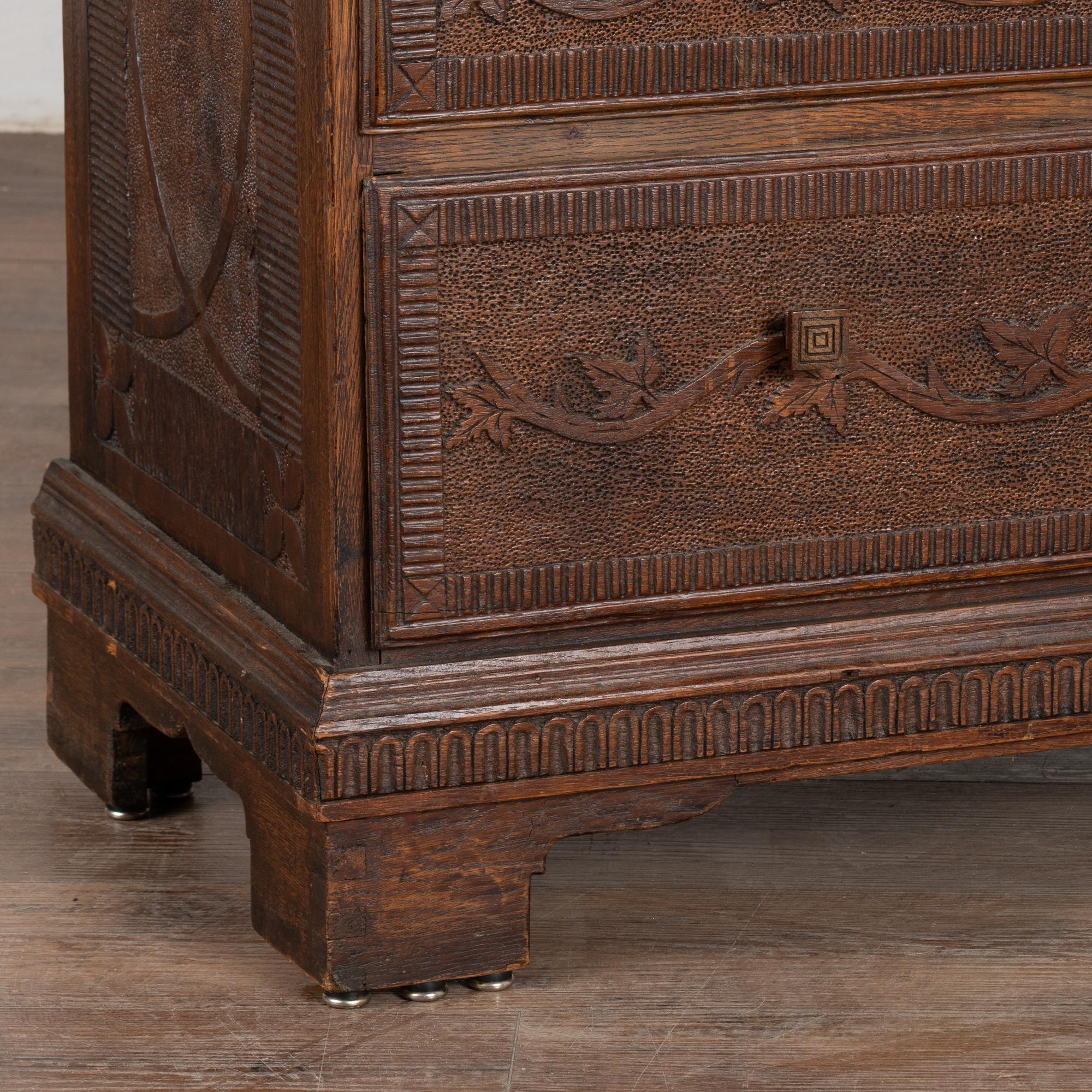 Highly Carved Pine Secretary from Denmark, circa 1890 For Sale 4