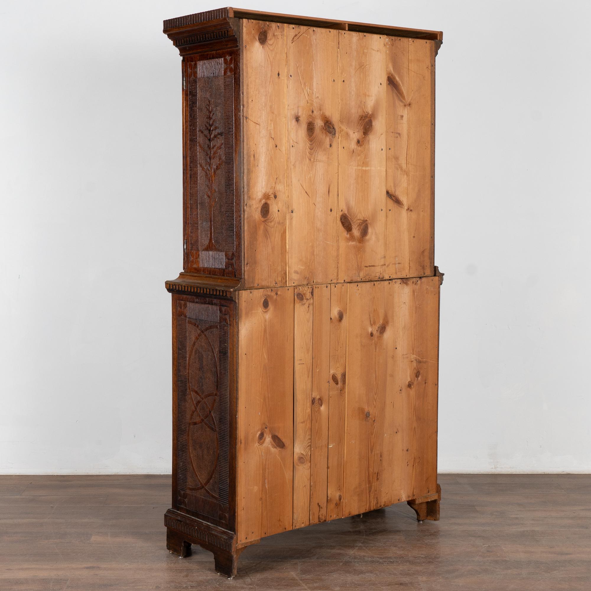 Highly Carved Pine Secretary from Denmark, circa 1890 For Sale 7