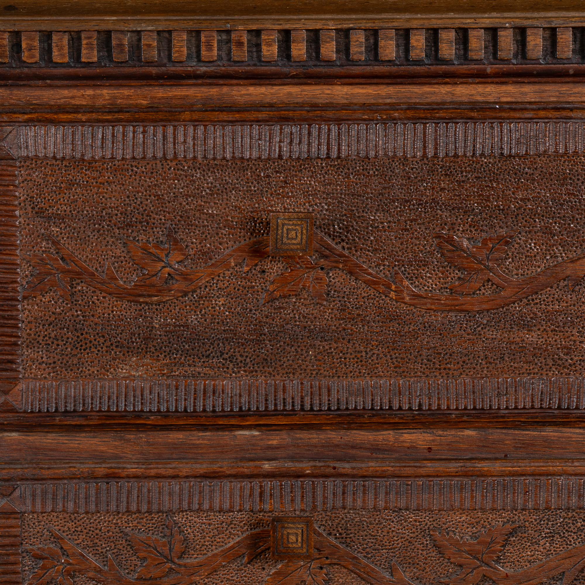 Highly Carved Pine Secretary from Denmark, circa 1890 For Sale 3