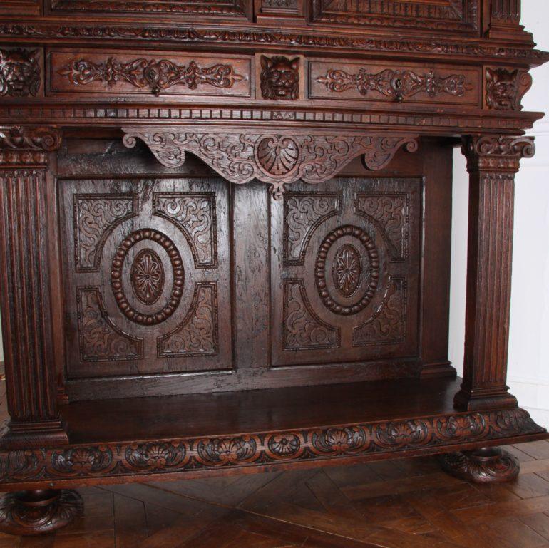 Oak Highly-Carved Renaissance Revival Cabinet For Sale