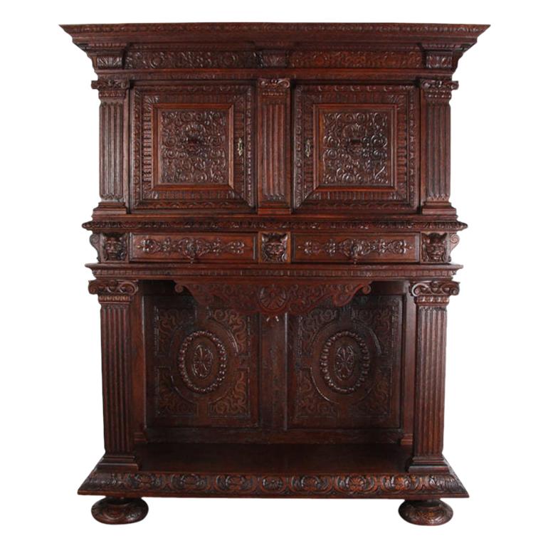 Highly-Carved Renaissance Revival Cabinet For Sale