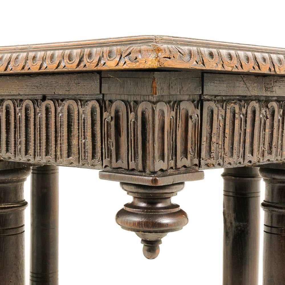 Mid-19th Century Highly Carved Renaissance Revival Oak Table
