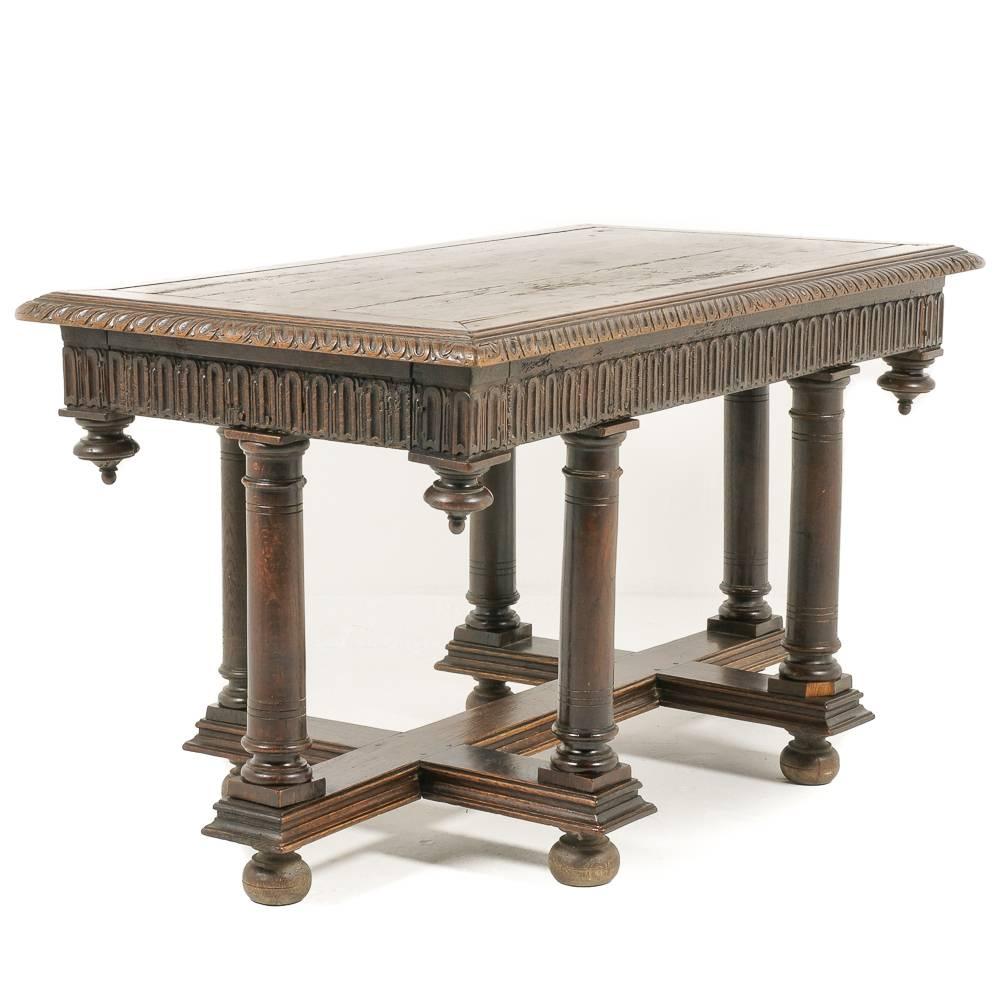 Highly Carved Renaissance Revival Oak Table 1
