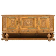 Highly Carved Solid Oak Renaissance-Revival Cabinet