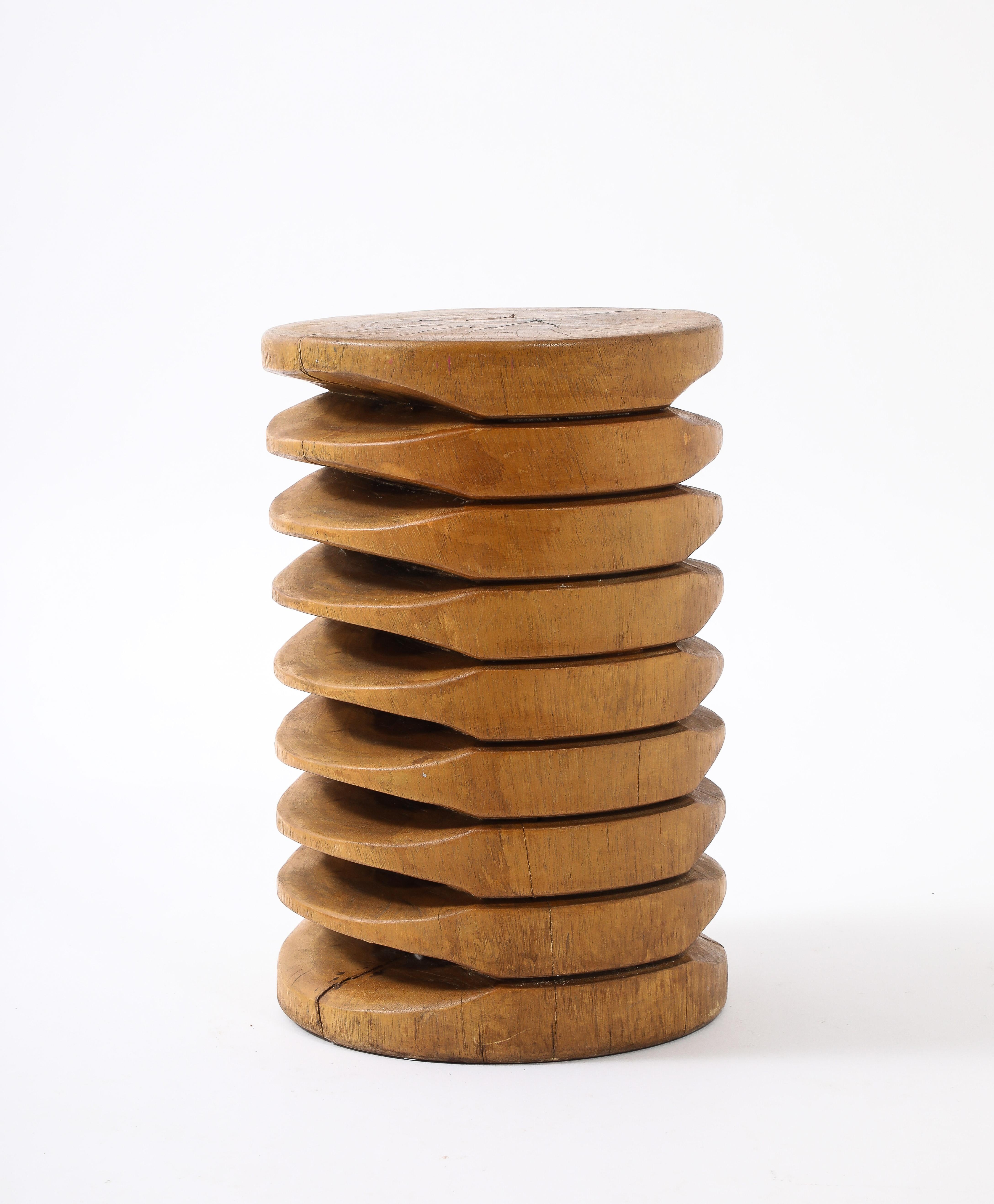 Highly Carved Stool / Side Table, France 1950's For Sale 3
