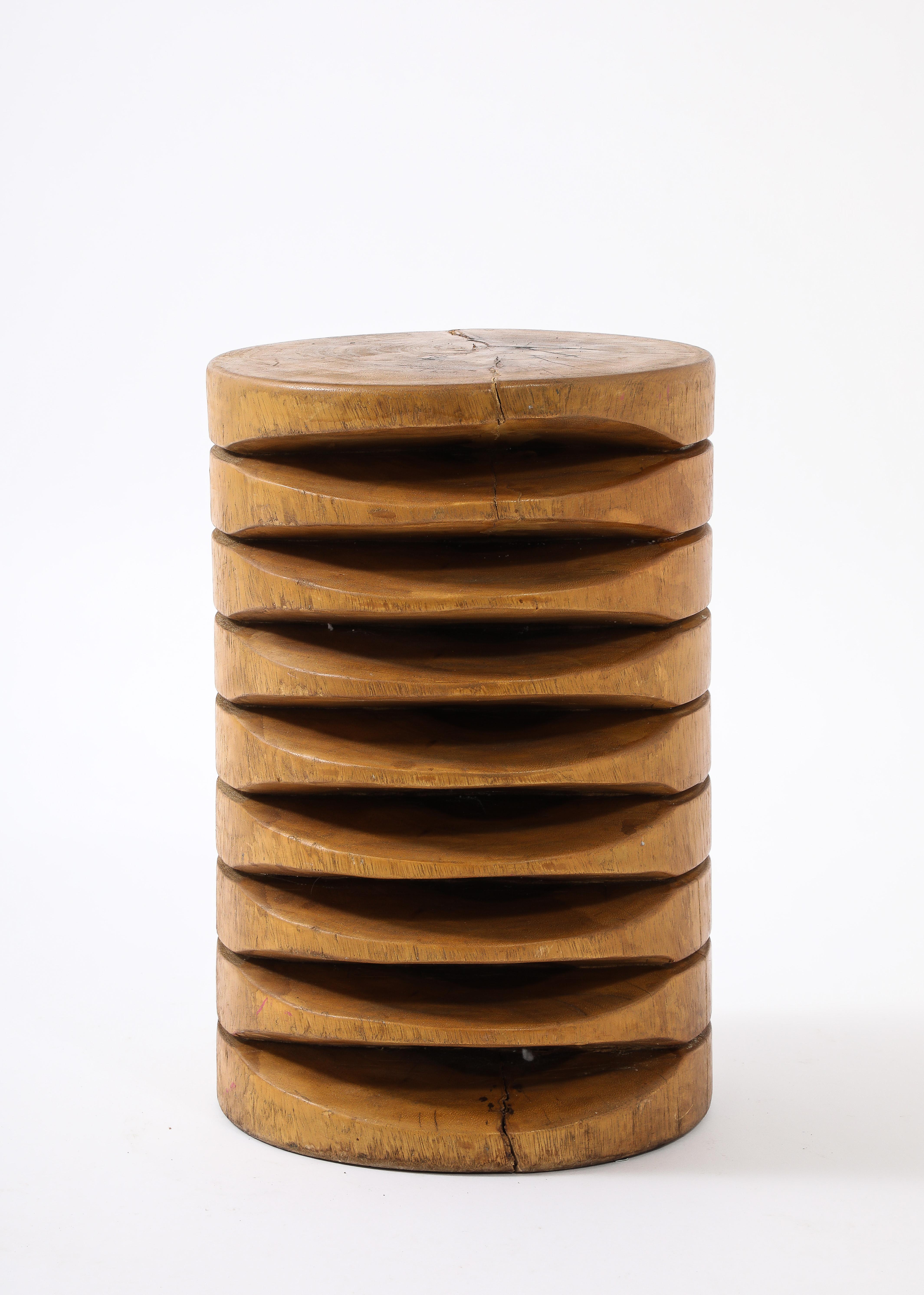 Highly Carved Stool / Side Table, France 1950's For Sale 4