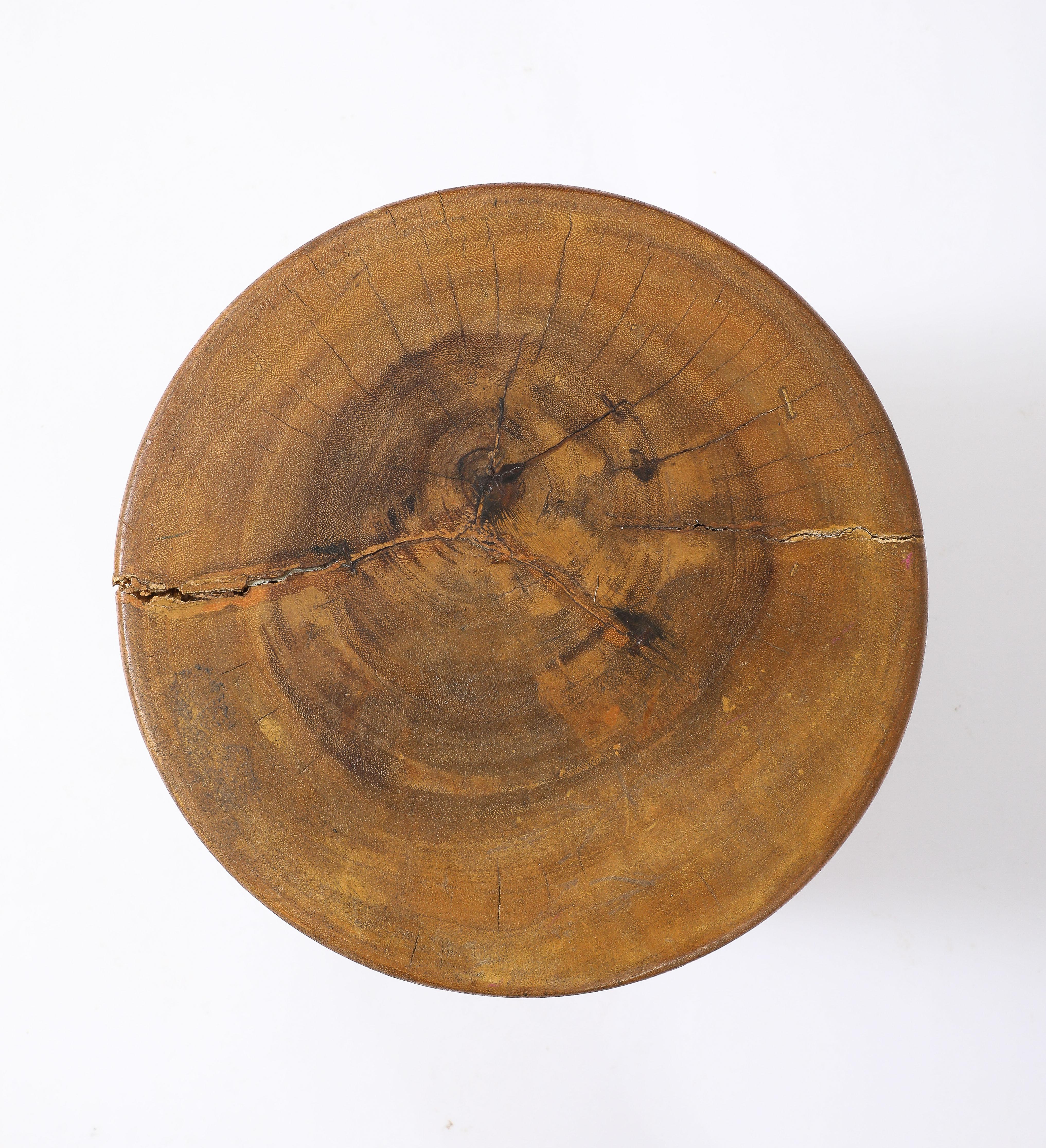 Mid-Century Modern Highly Carved Stool / Side Table, France 1950's For Sale
