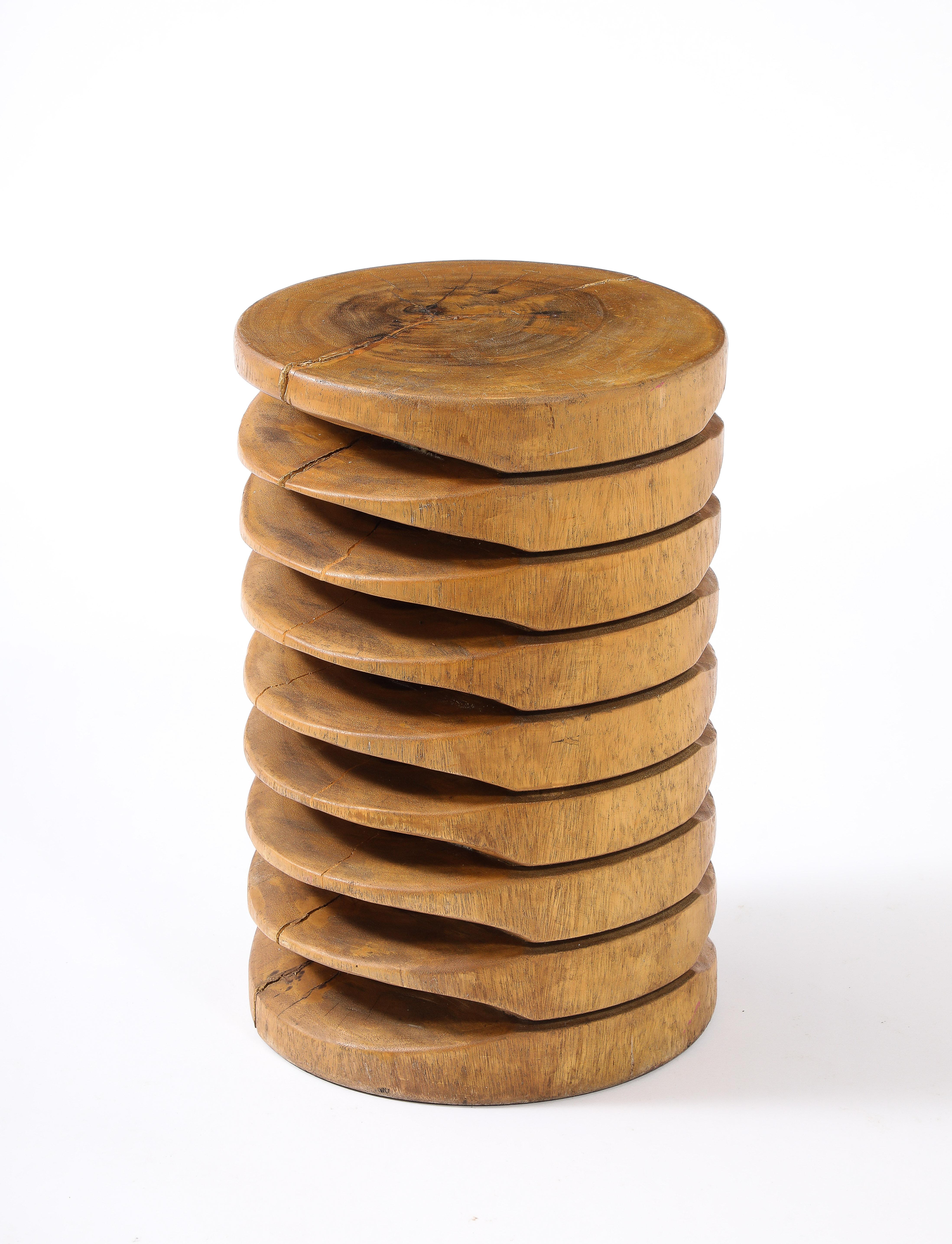 French Highly Carved Stool / Side Table, France 1950's For Sale