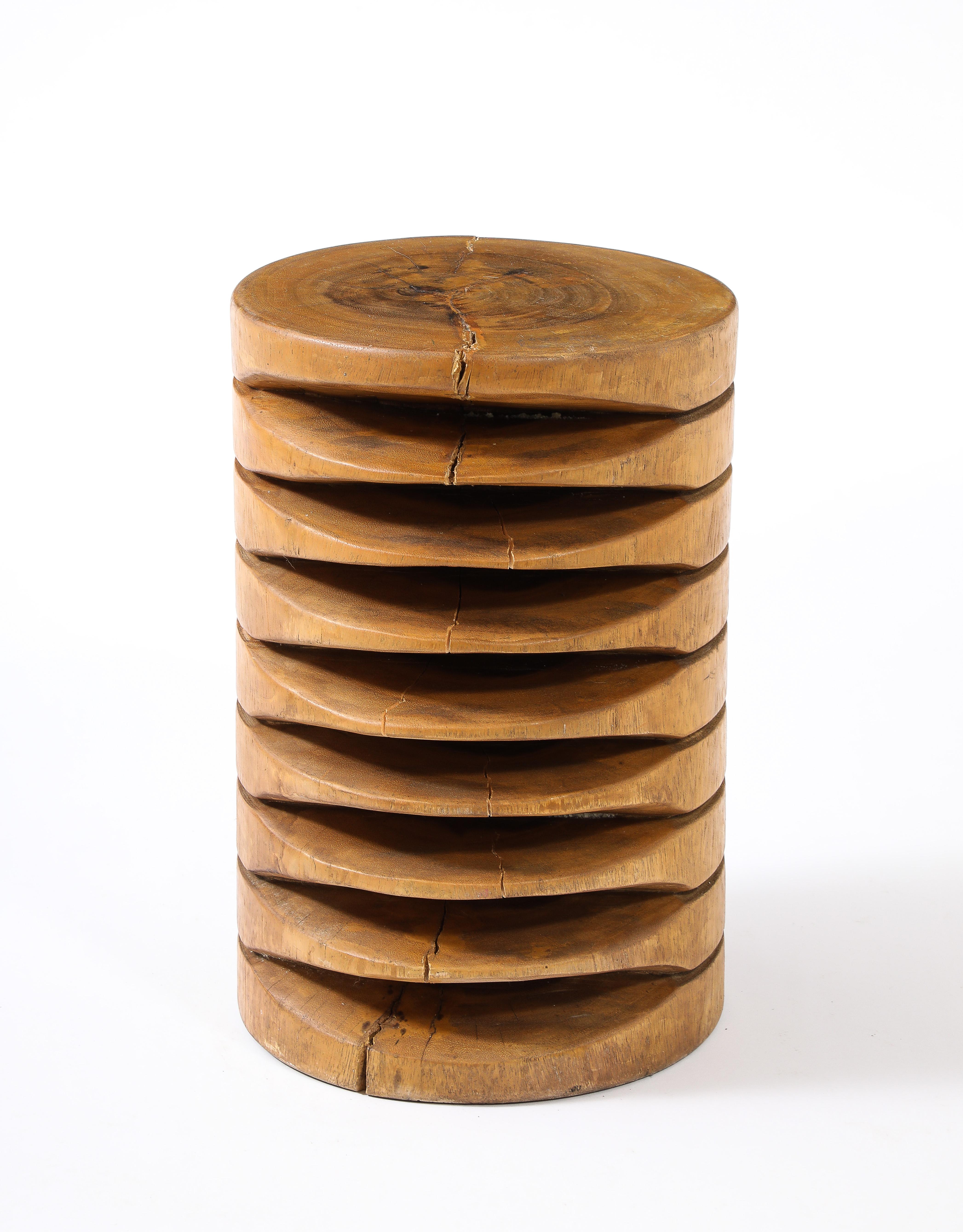 Highly Carved Stool / Side Table, France 1950's In Good Condition For Sale In New York, NY