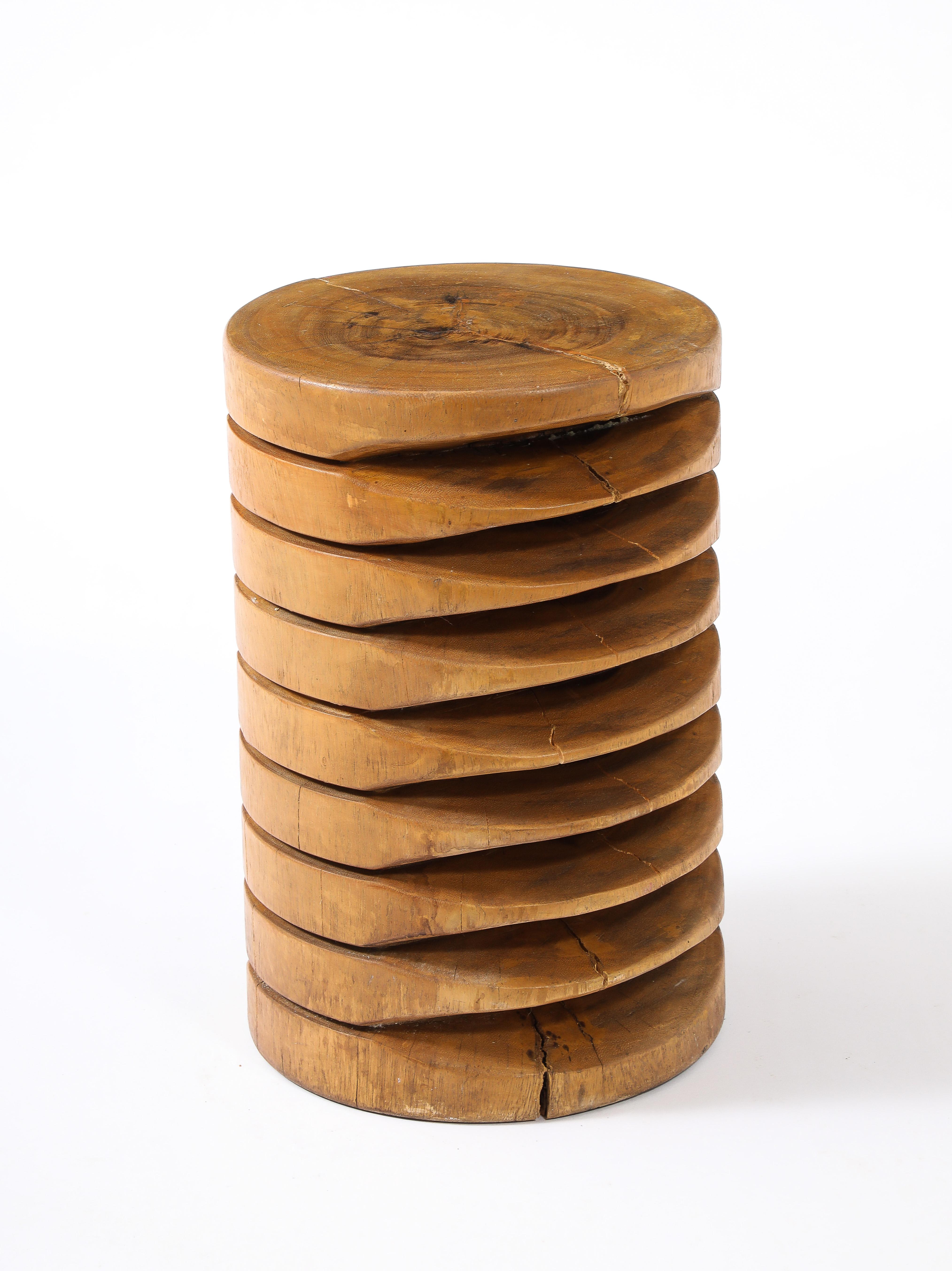20th Century Highly Carved Stool / Side Table, France 1950's For Sale