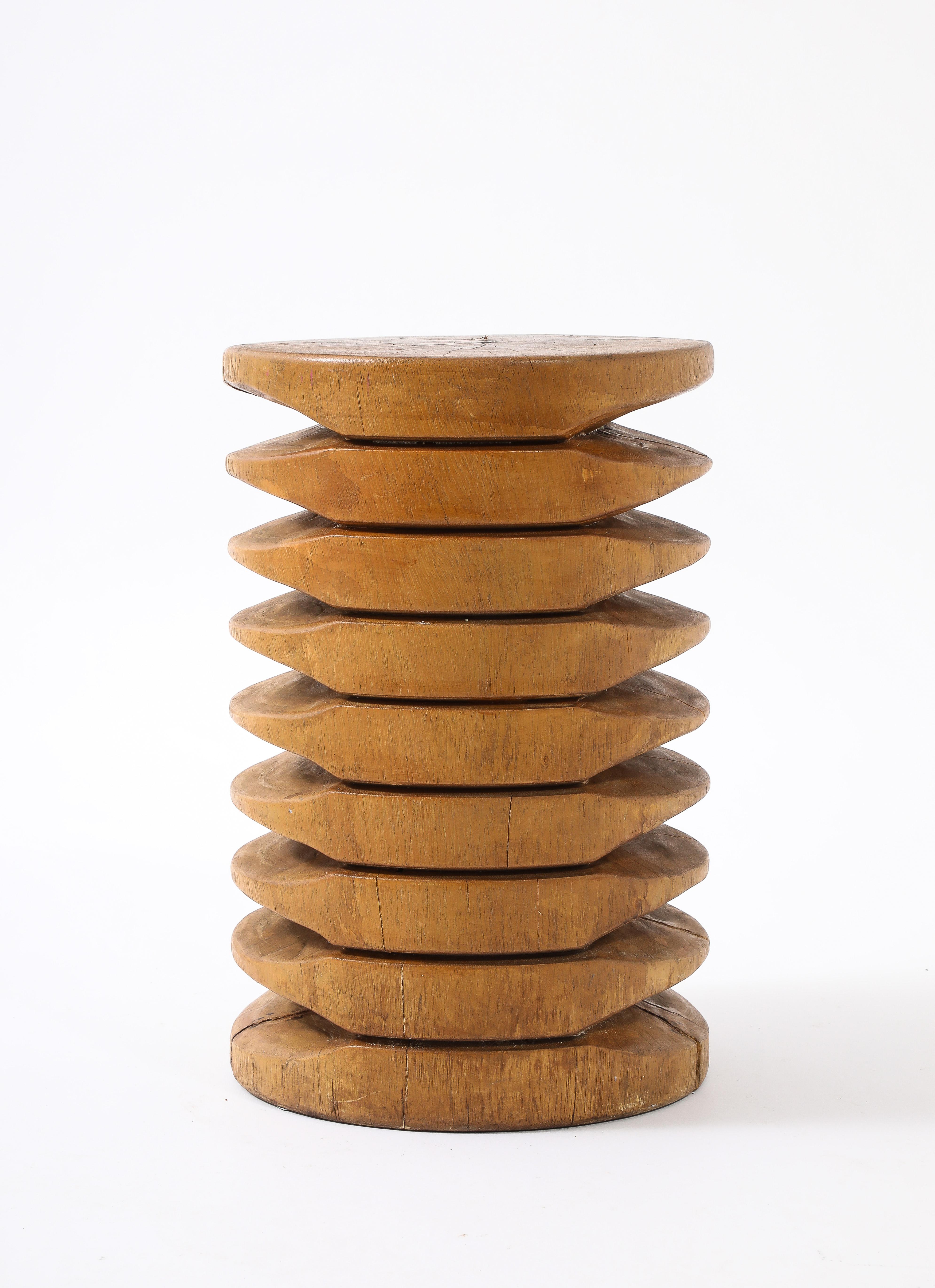 Highly Carved Stool / Side Table, France 1950's For Sale 2