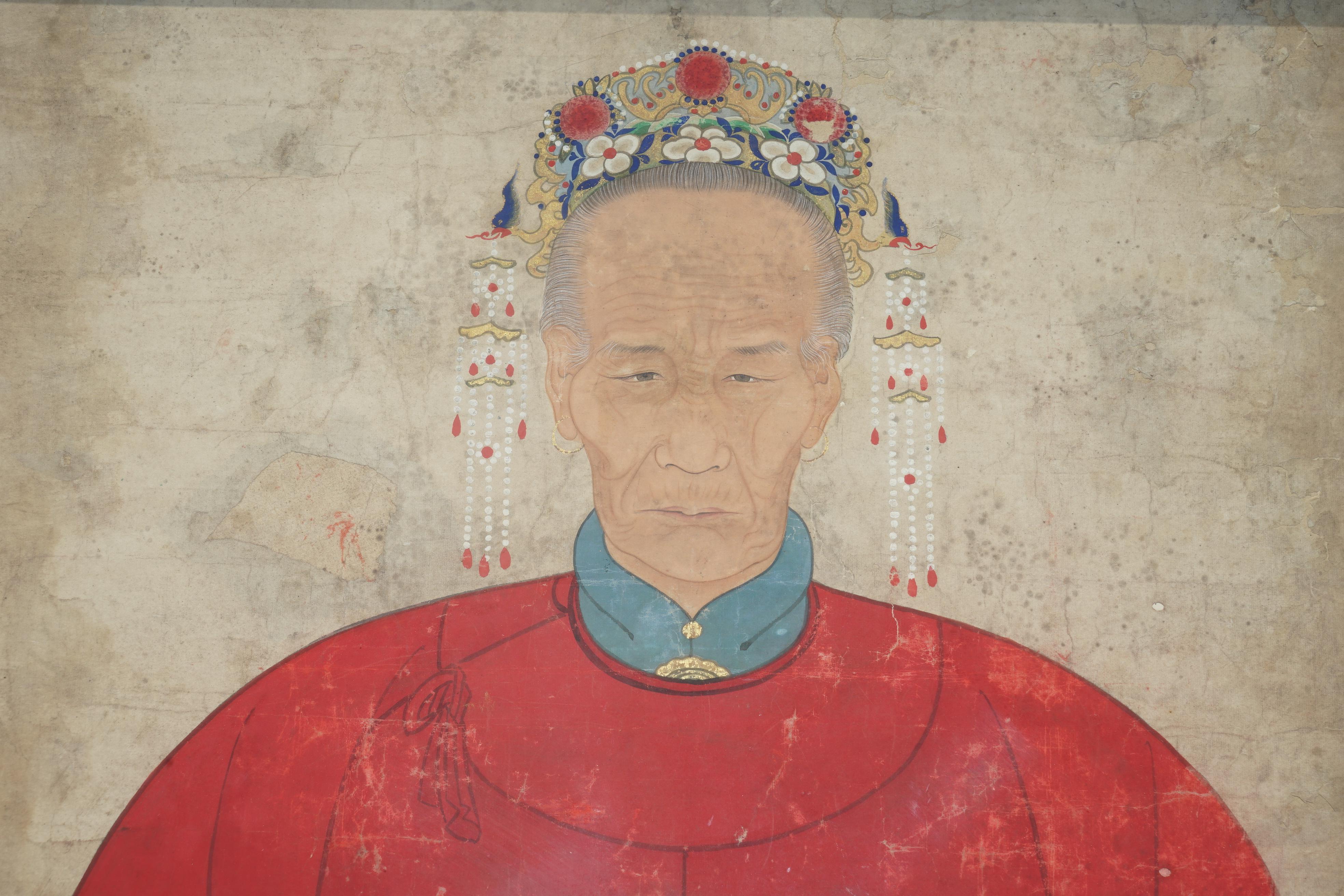 High Victorian HIGHLY COLLECTABLE ANTIQUE CIRCA 1860 CHiNESE ANCESTRAL PORTRAIT IN MUSEUM FRAME For Sale