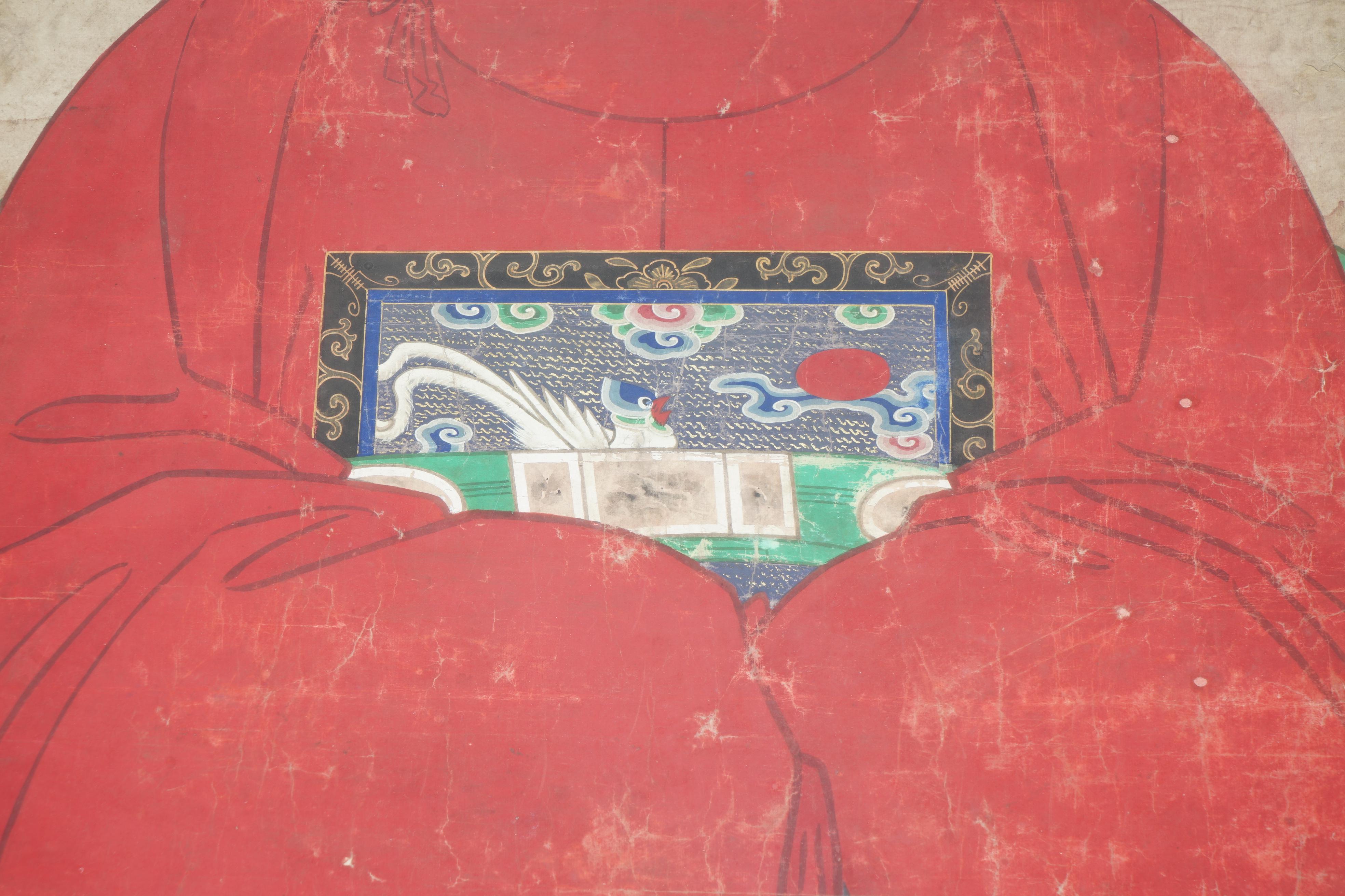 Hand-Painted HIGHLY COLLECTABLE ANTIQUE CIRCA 1860 CHiNESE ANCESTRAL PORTRAIT IN MUSEUM FRAME For Sale