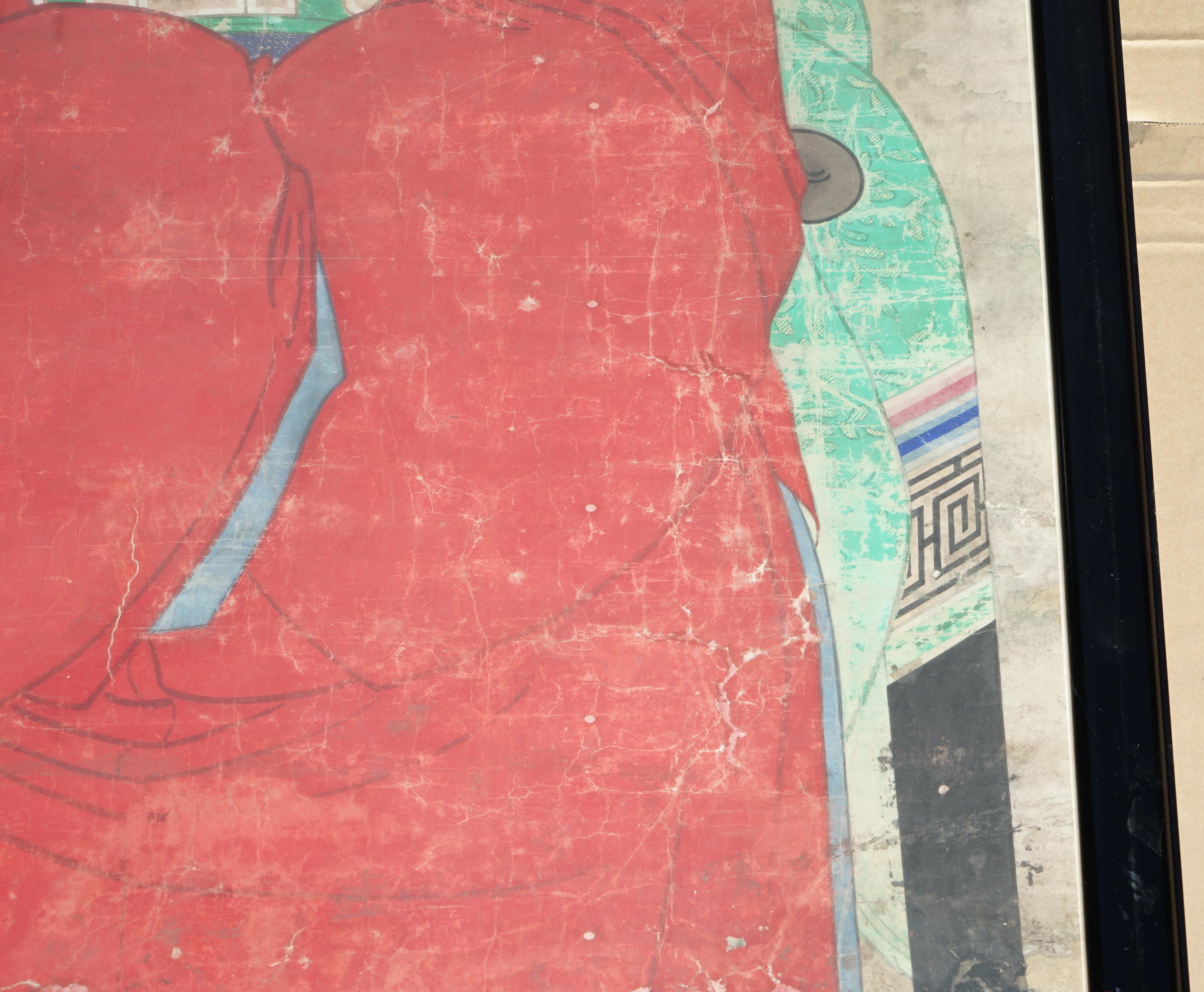 Mid-19th Century HIGHLY COLLECTABLE ANTIQUE CIRCA 1860 CHiNESE ANCESTRAL PORTRAIT IN MUSEUM FRAME For Sale