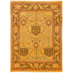 Highly Contrasted Antique Beige Oushak-Style Rug, 7.11x10.09