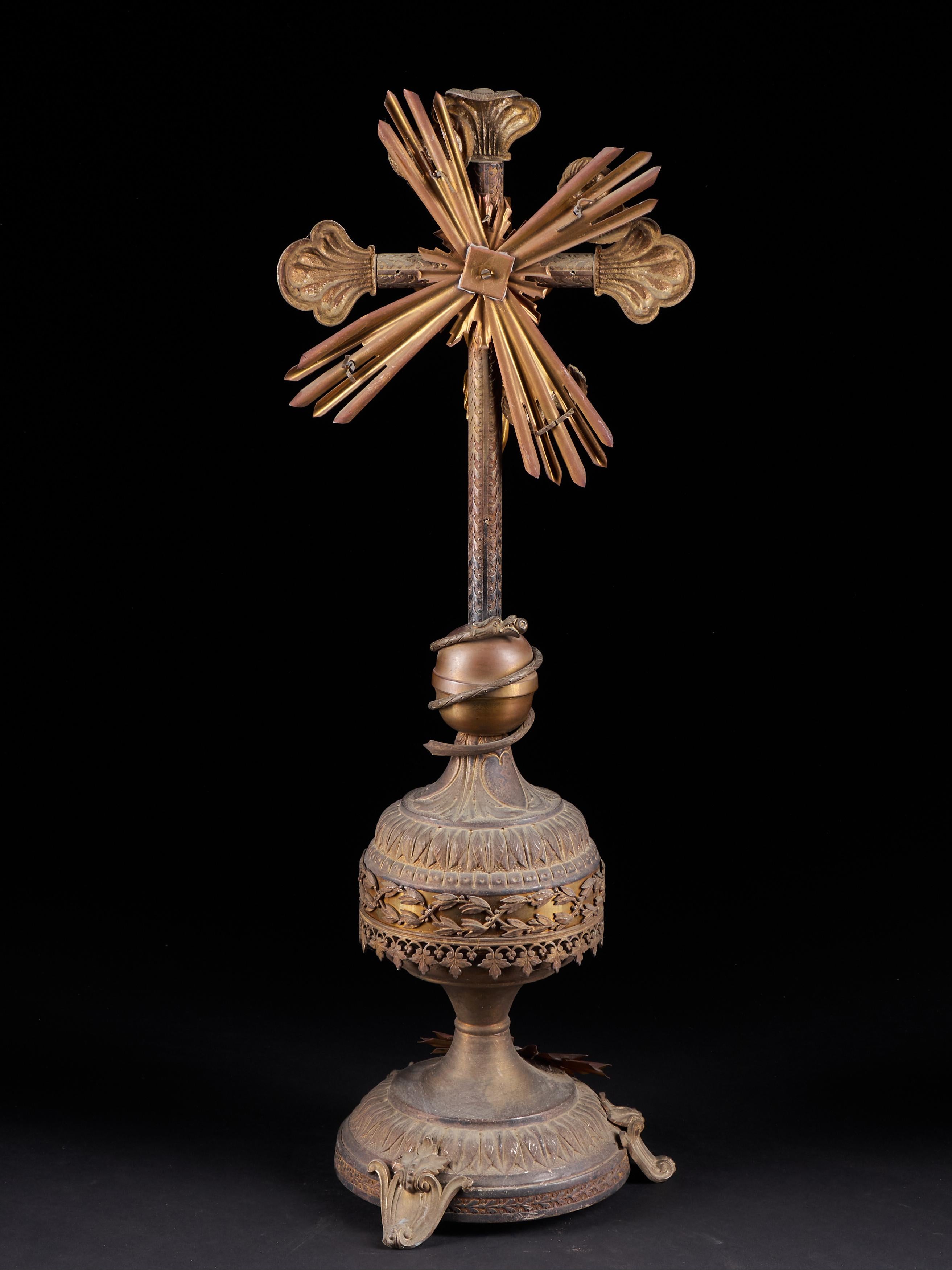 French Highly Decorated Devotional Collectable Representing a Metal Crucifix