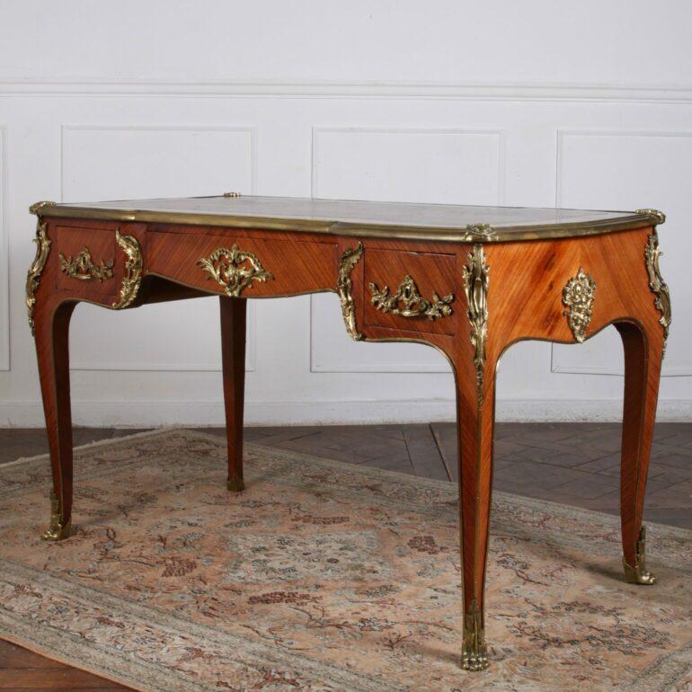 19th Century Highly Decorated Louis XV Style Rosewood Bureau Plat
