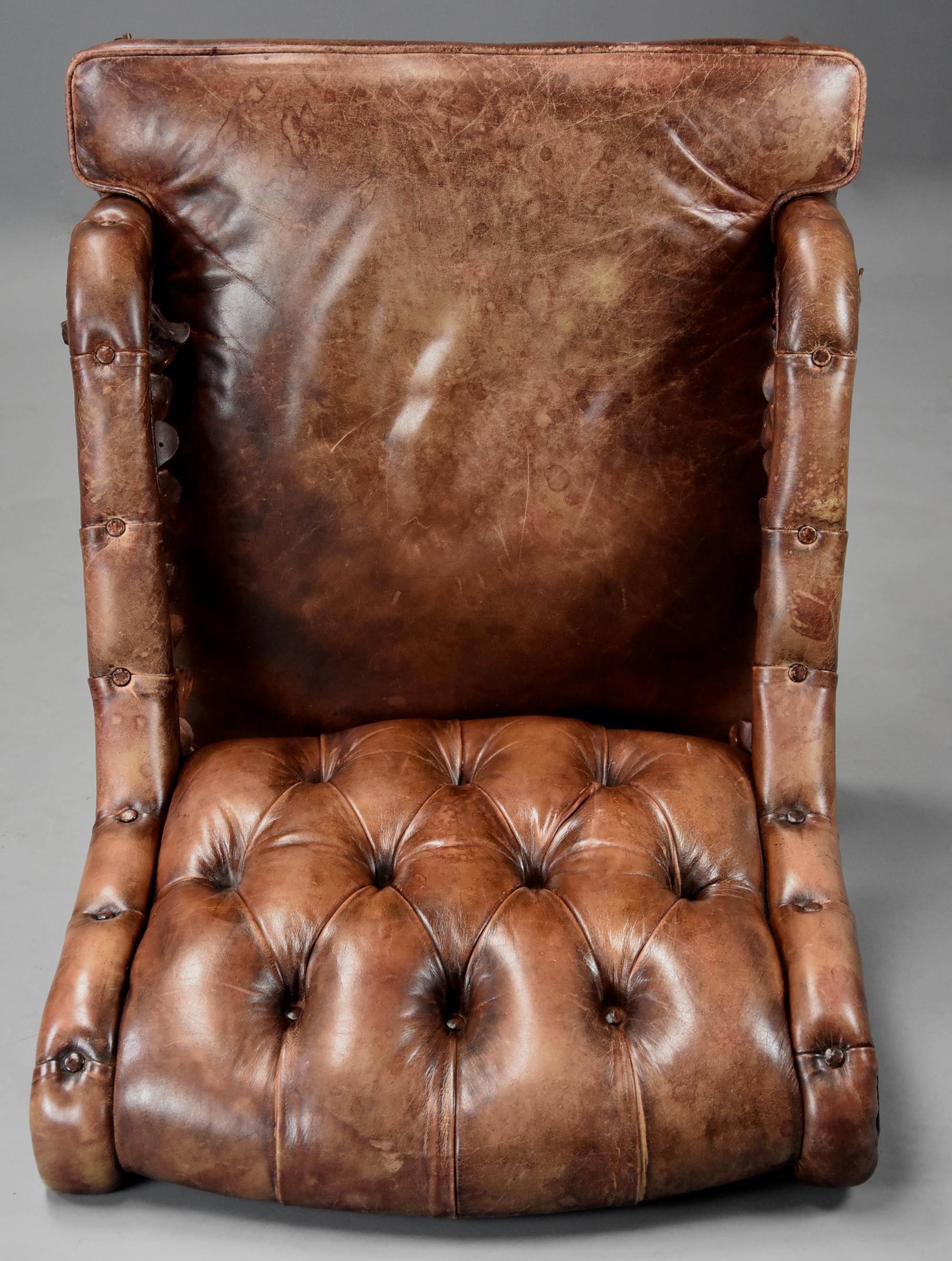 Highly Decorative 1930s French Brown Leather Open Armchair 7