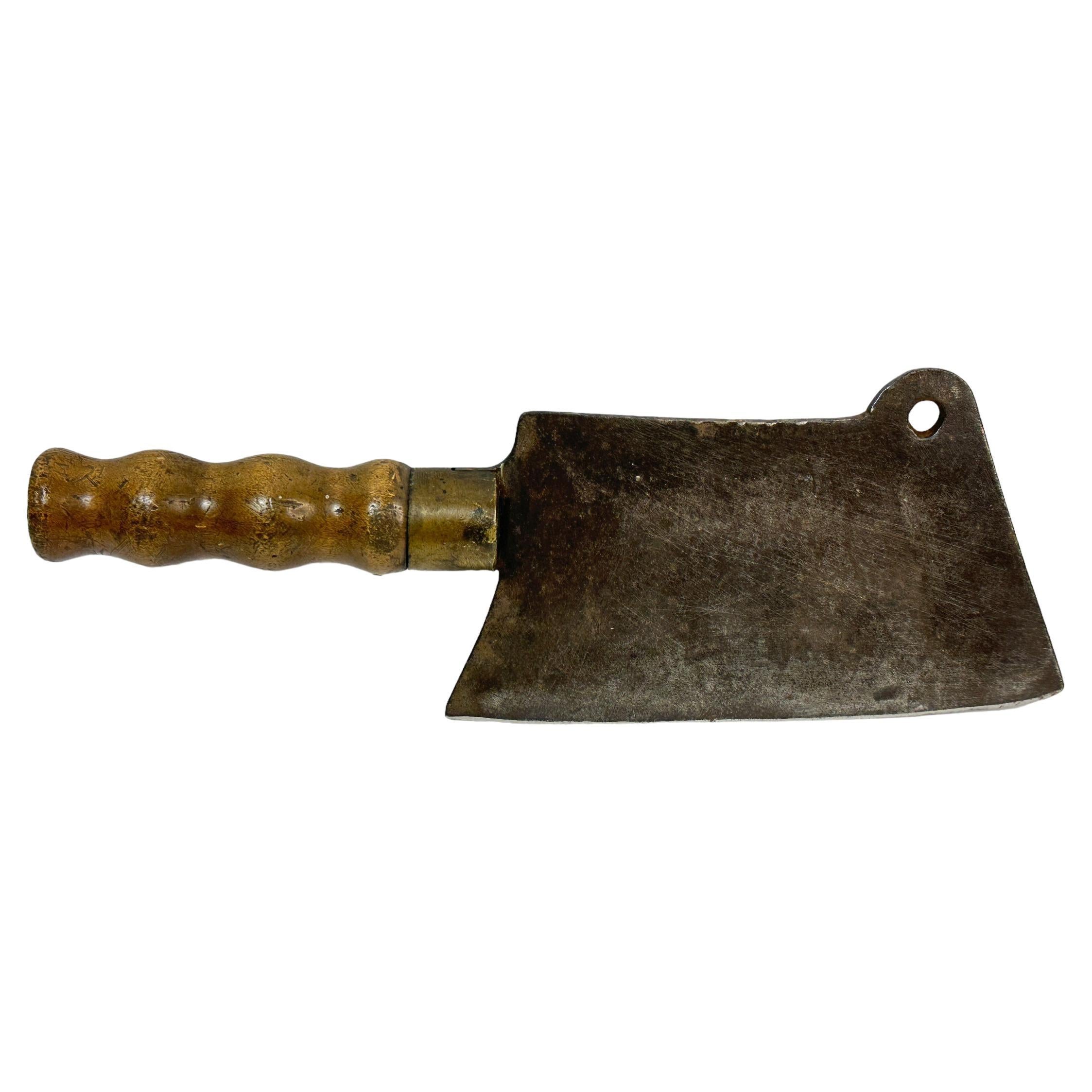 Highly Decorative 19th Century European German Cleaver, Kitchen Butcher Utensil For Sale