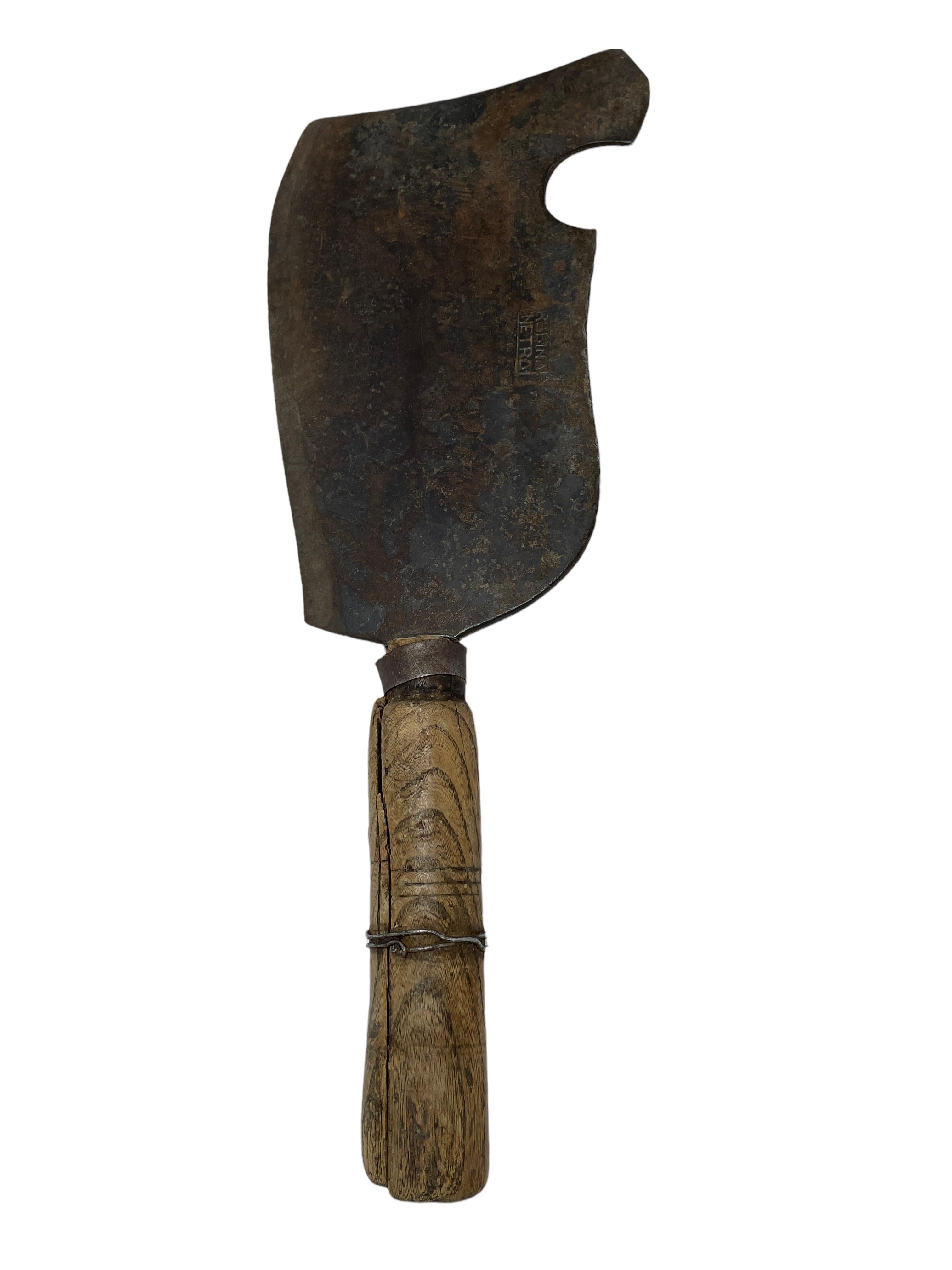 Hand-Crafted Highly Decorative 19th Century European Italian Cleaver, Kitchen Utensil For Sale