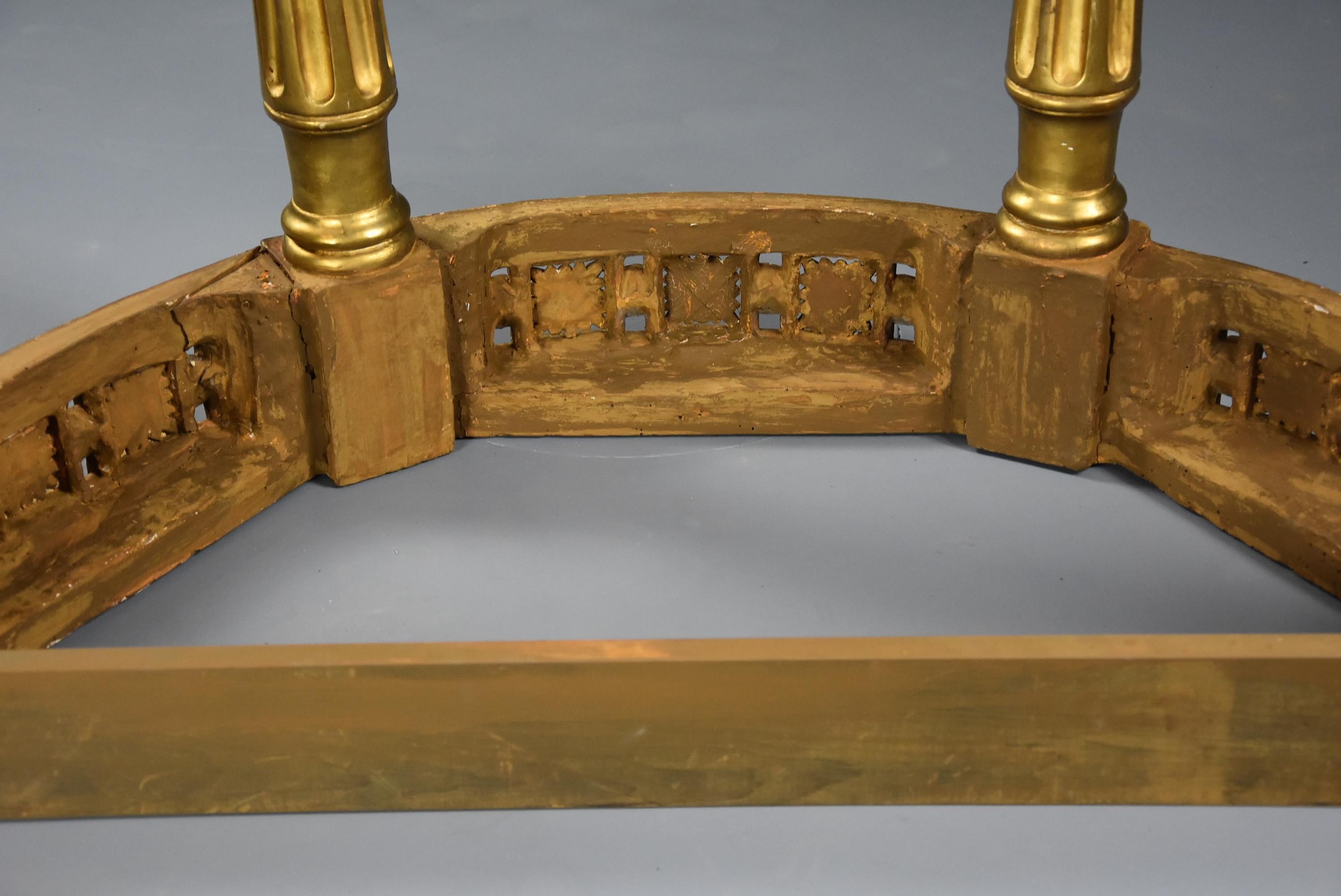 Highly Decorative 19th Century French Demilune Gilt Console Table For Sale 9