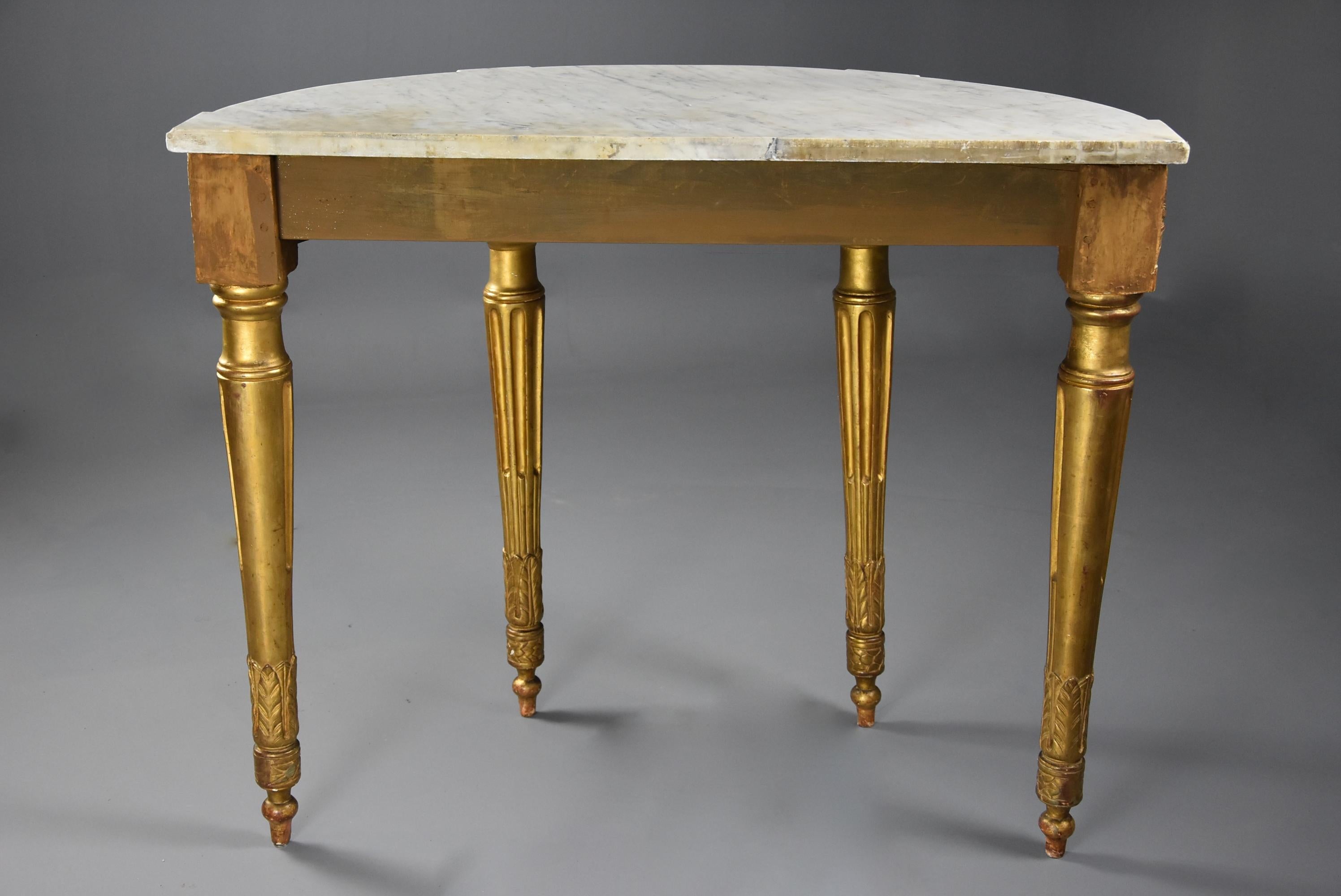 Highly Decorative 19th Century French Demilune Gilt Console Table For Sale 10