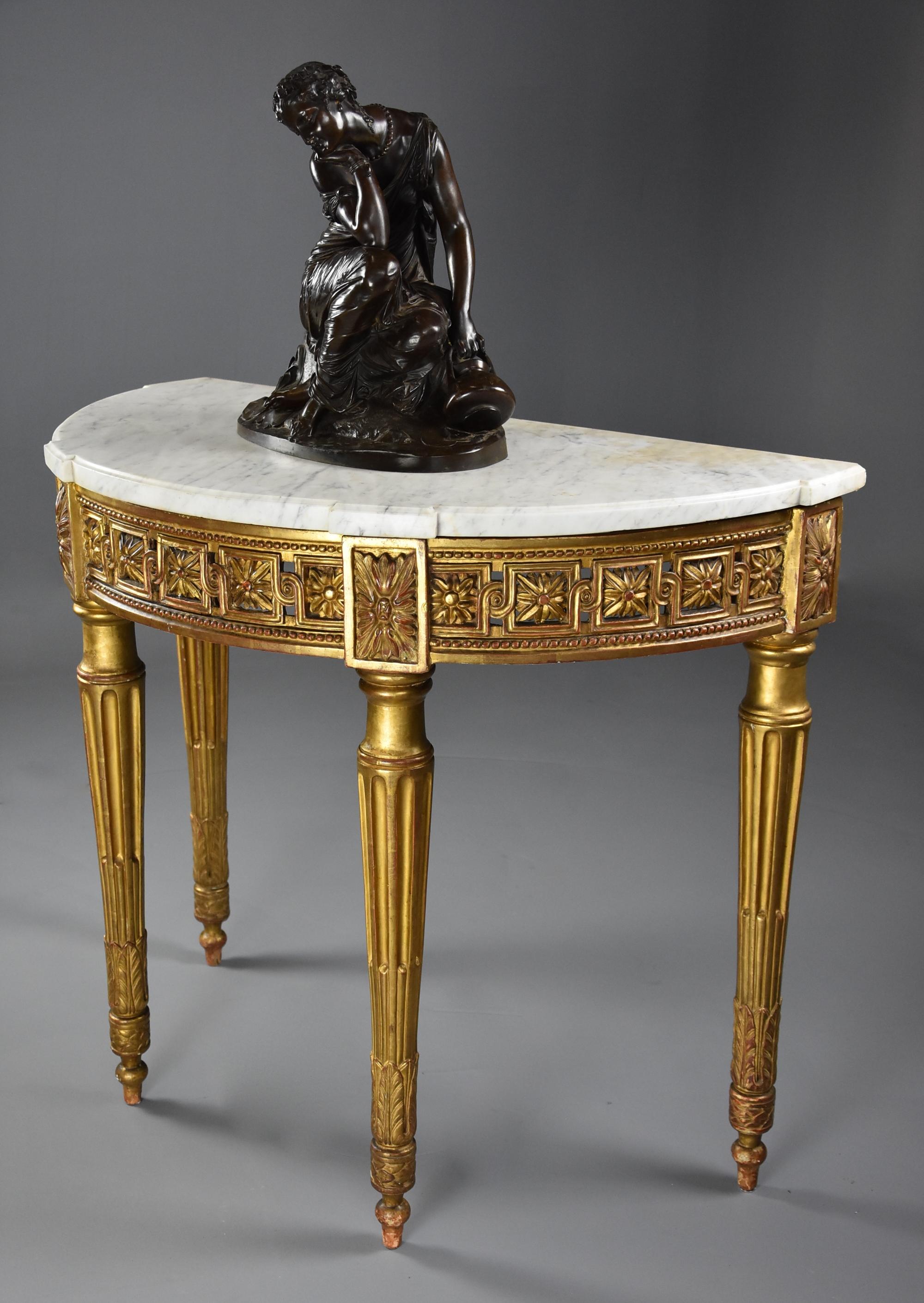 Highly Decorative 19th Century French Demilune Gilt Console Table In Good Condition For Sale In Suffolk, GB