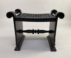 Highly Decorative Black Painted Wood Bench #1 -- Folke Bensow Design