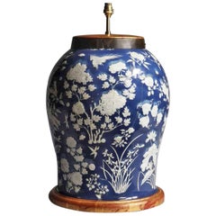 Highly Decorative Blue and White Chinese Vase Mounted as a Table Lamp