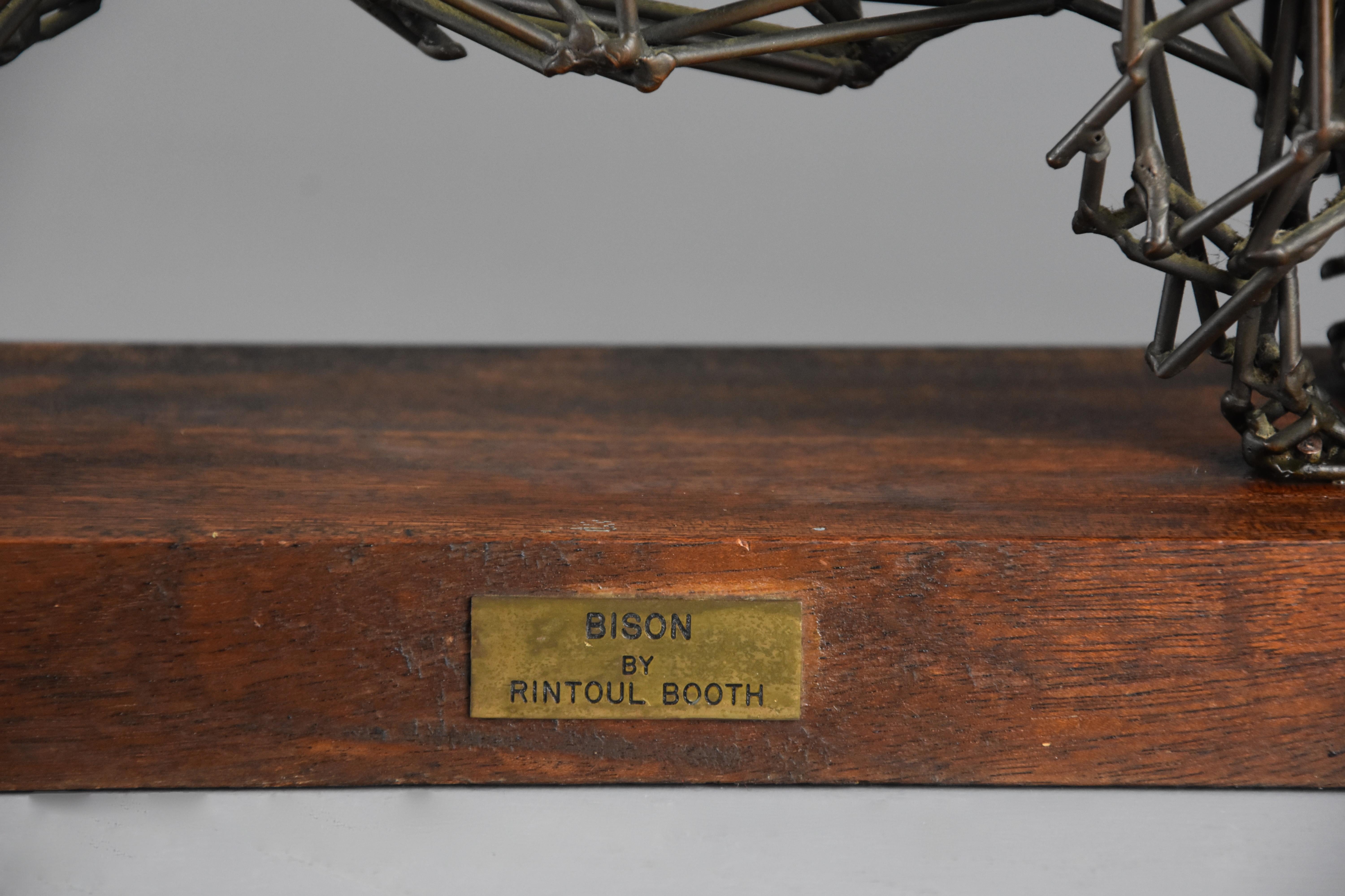 Highly decorative bronze wirework sculpture of a ‘Bison' by Daniel Rintoul Booth 4