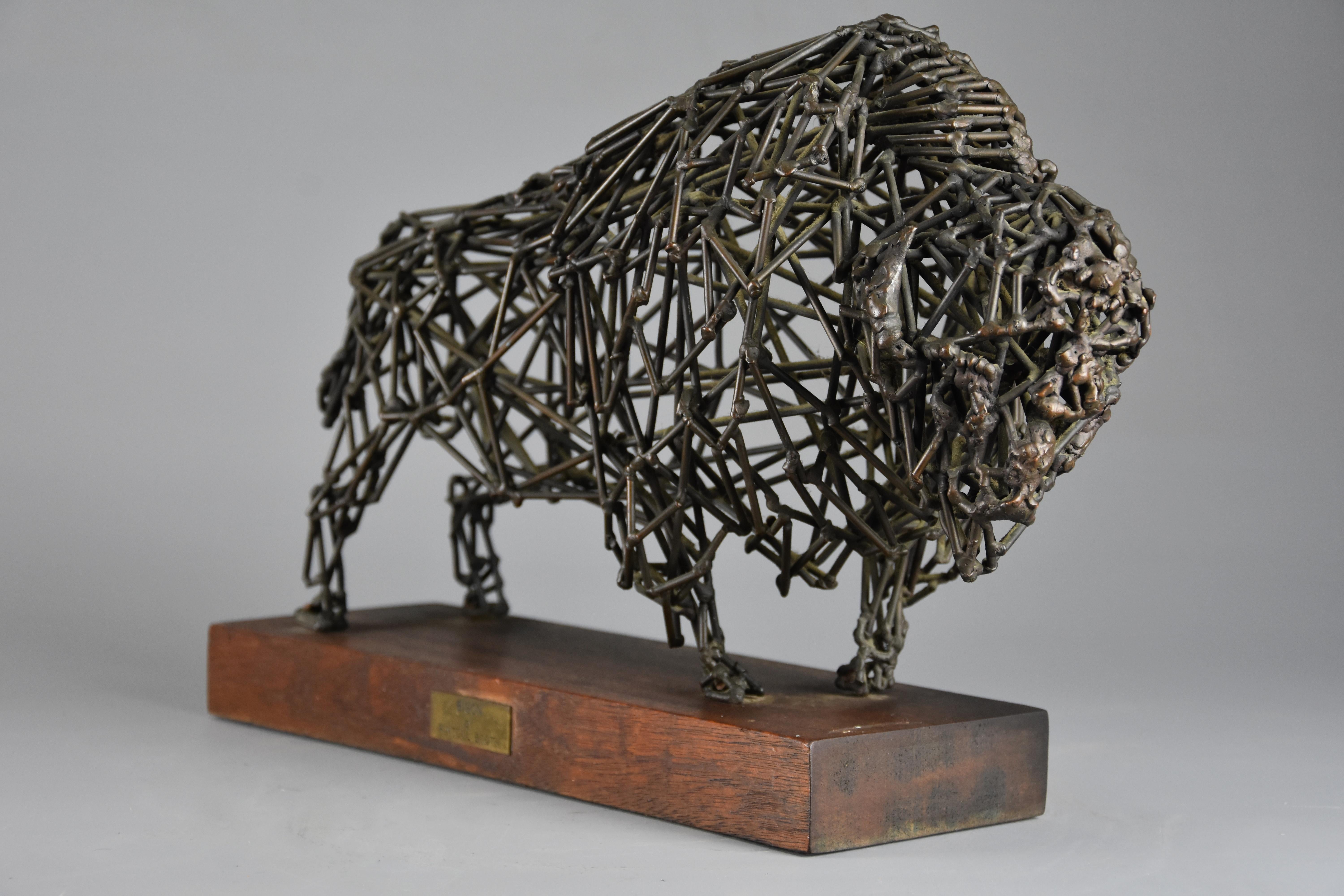 Mid-20th Century Highly decorative bronze wirework sculpture of a ‘Bison' by Daniel Rintoul Booth