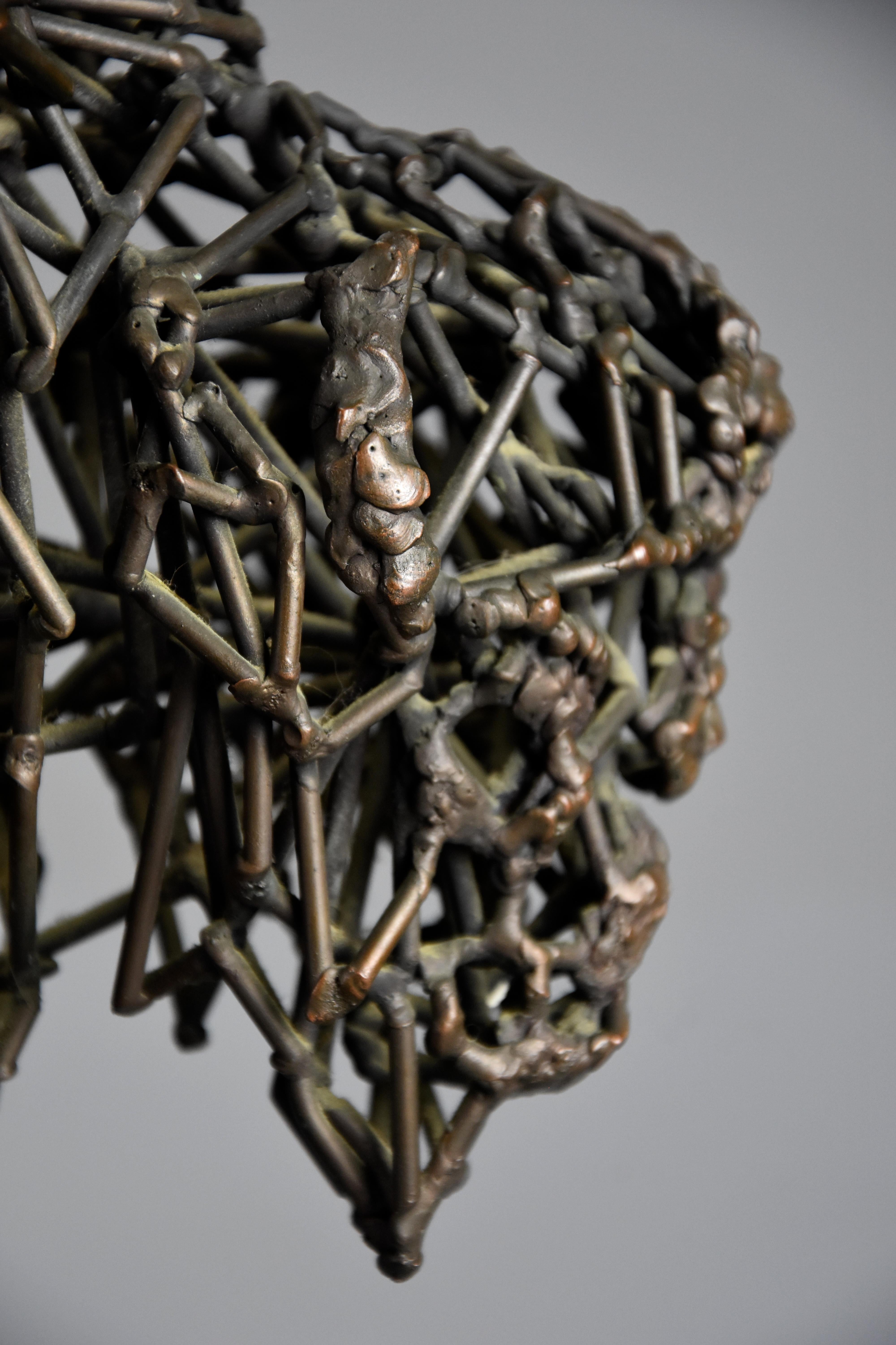 Highly decorative bronze wirework sculpture of a ‘Bison' by Daniel Rintoul Booth 1