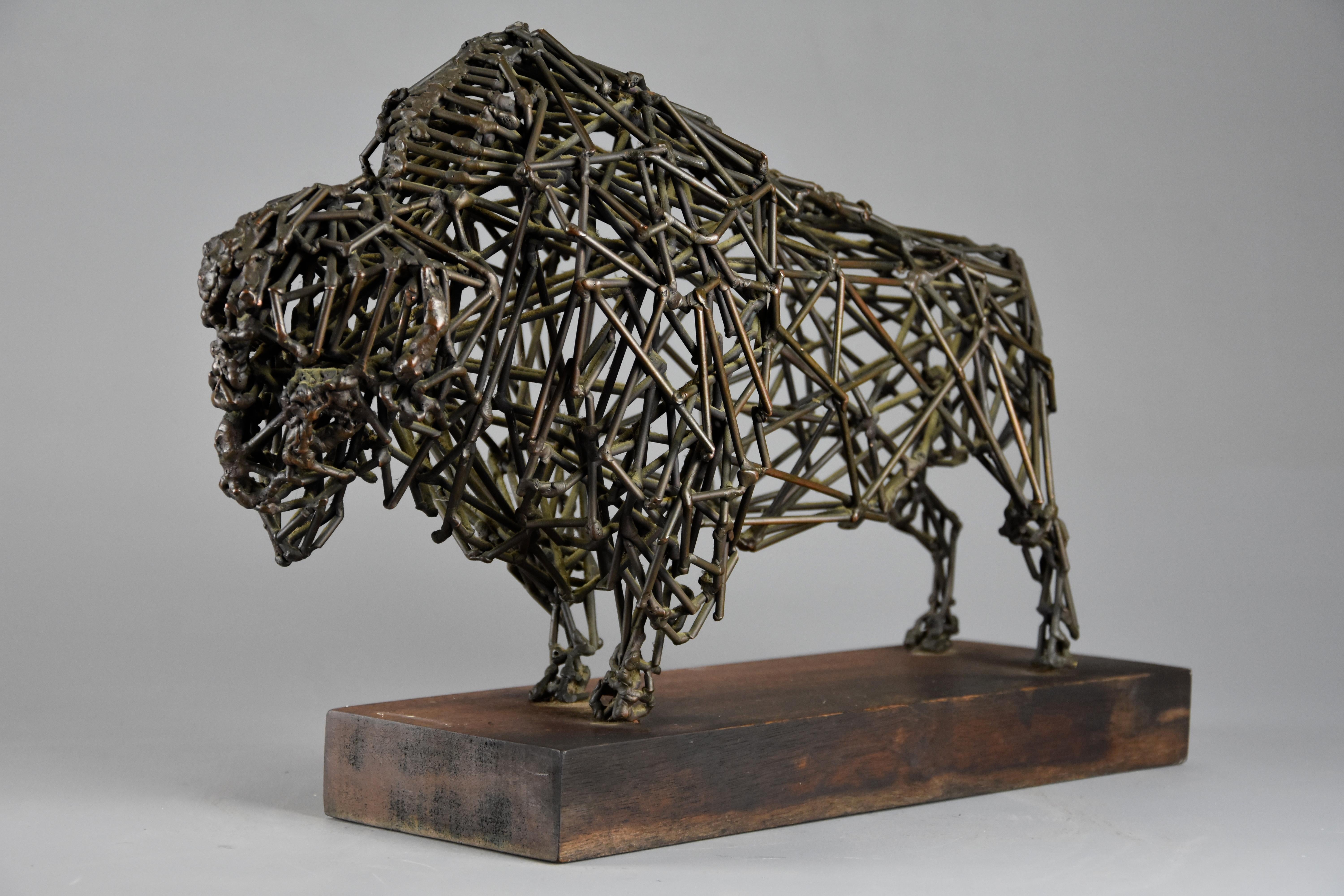 Highly decorative bronze wirework sculpture of a ‘Bison' by Daniel Rintoul Booth 3
