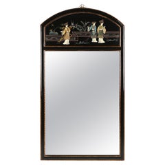 Highly decorative Chinese lacquered mirror with traditional paintings, 1960s