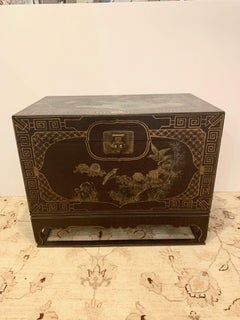 Highly Decorative Chinoiserie Style Painted Trunk on Stand
