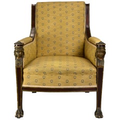 Highly Decorative Early 20th Century French Empire Style Mahogany Armchair
