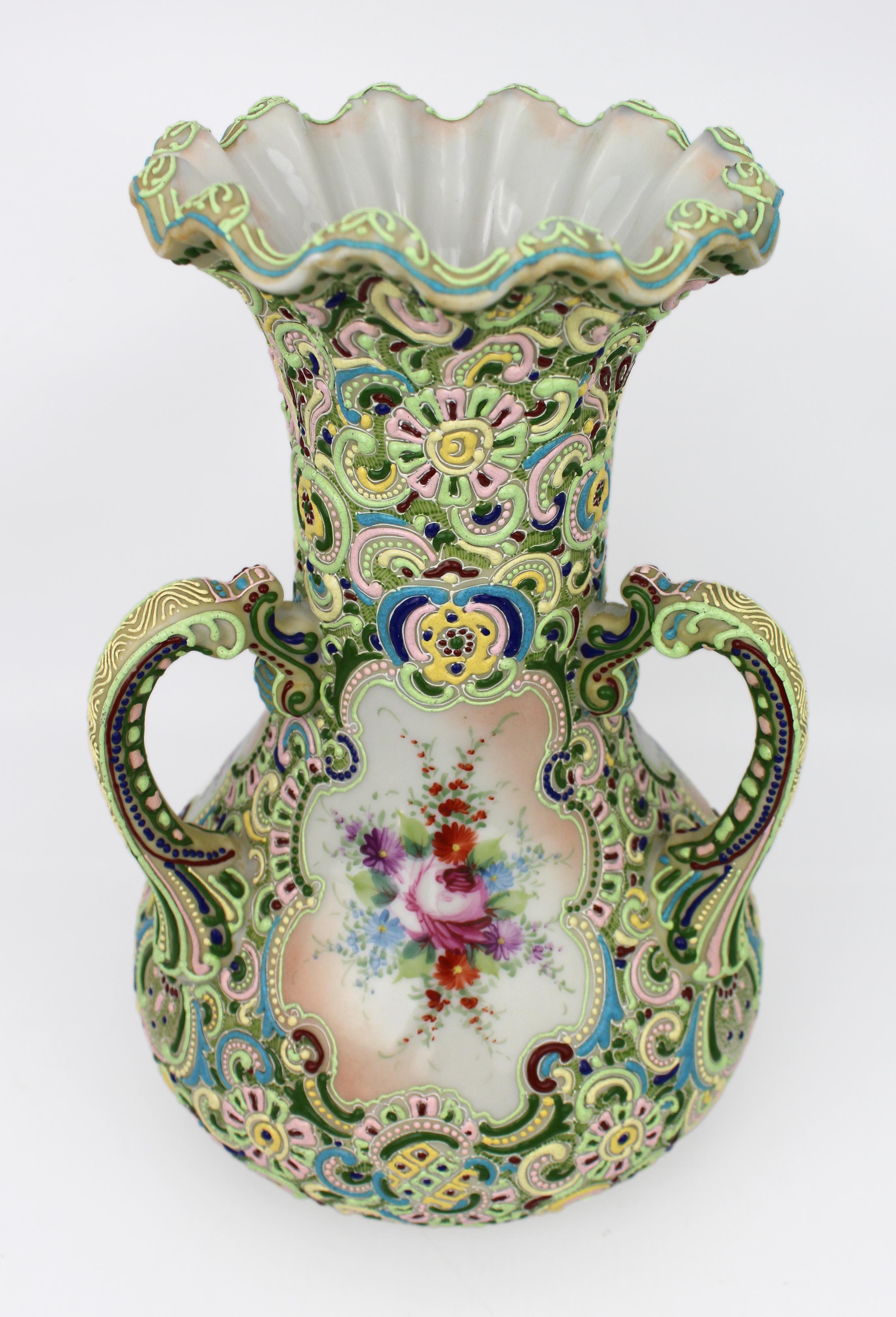 European Highly Decorative French Enamelled Vase, Attributed to Samson of Paris, c.1880 For Sale
