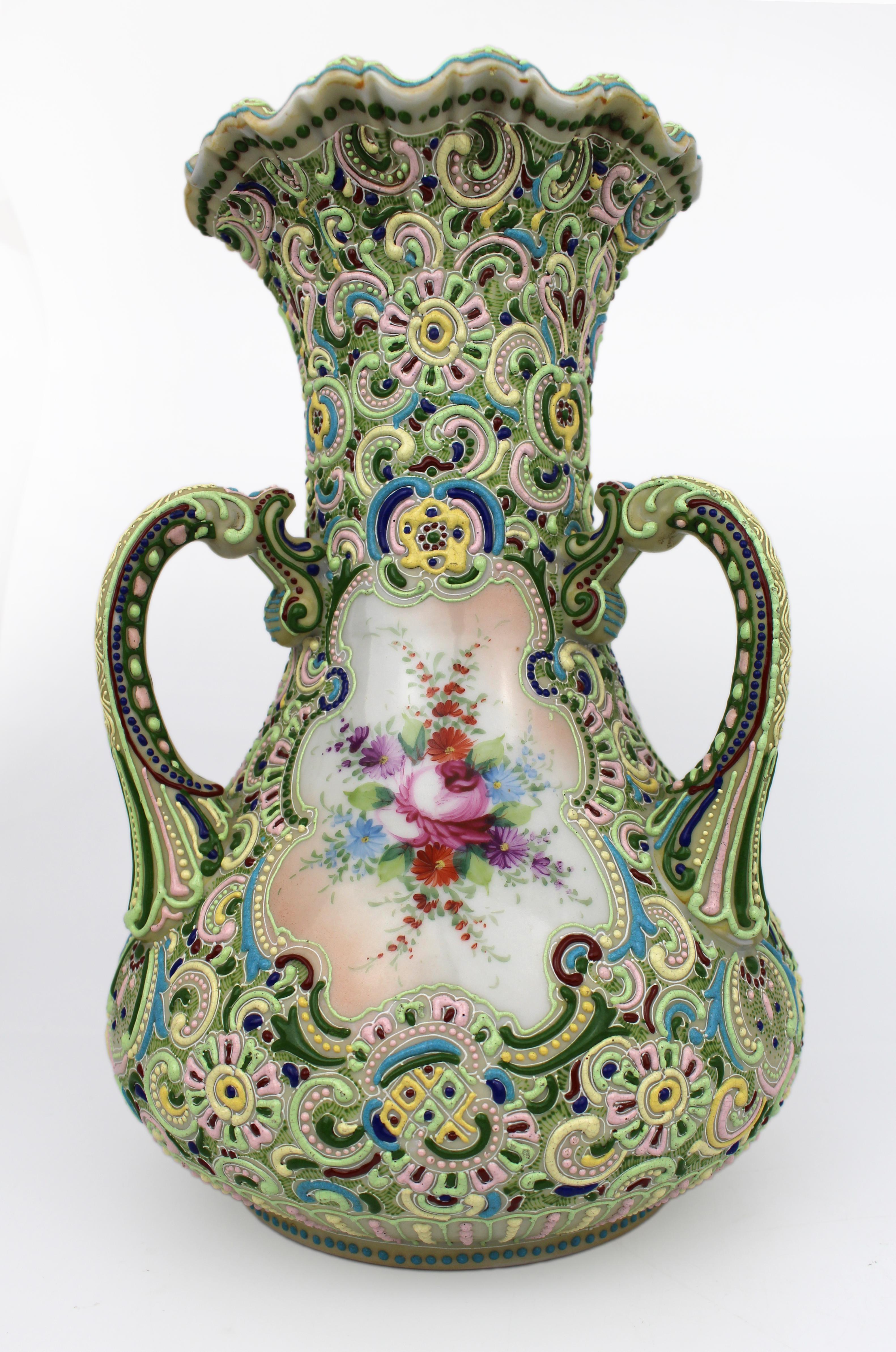 19th Century Highly Decorative French Enamelled Vase, Attributed to Samson of Paris, c.1880 For Sale