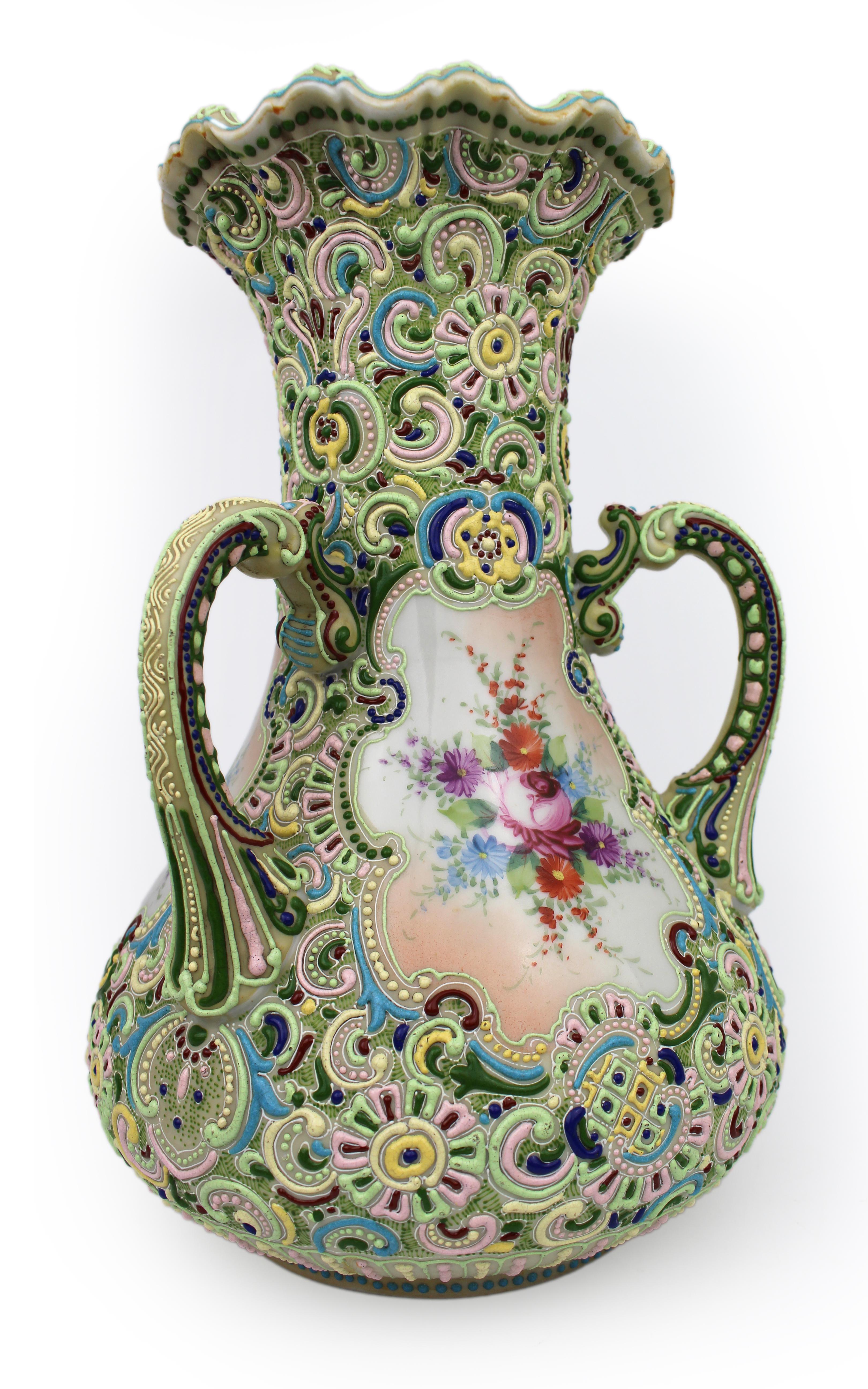 Porcelain Highly Decorative French Enamelled Vase, Attributed to Samson of Paris, c.1880 For Sale