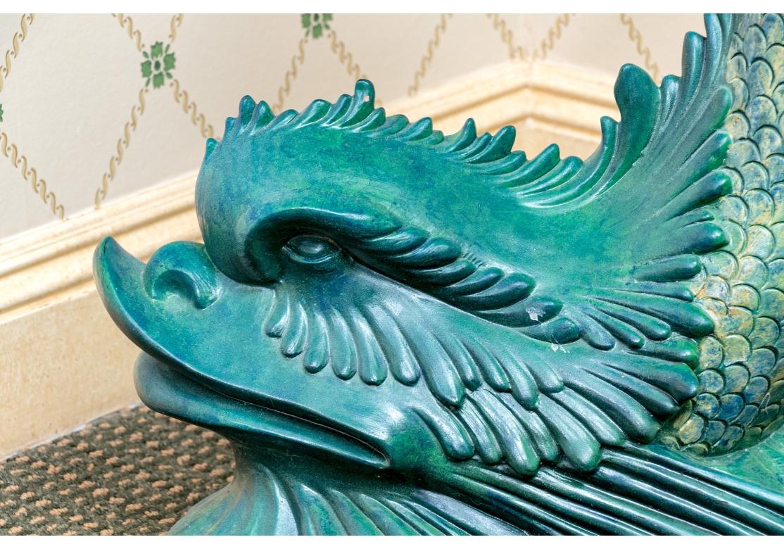 Vernissé Highly Decorative Glazed Terracotta Dolphin Table en vente