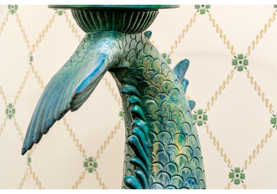 Highly Decorative Glazed Terracotta Dolphin Table État moyen - En vente à Bridgeport, CT