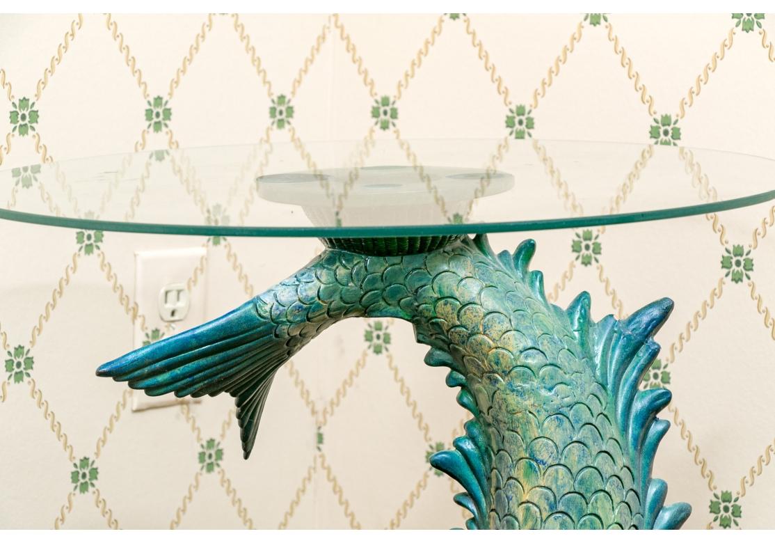 20ième siècle Highly Decorative Glazed Terracotta Dolphin Table en vente