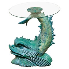 Highly Decorative Glazed Terracotta Dolphin Table