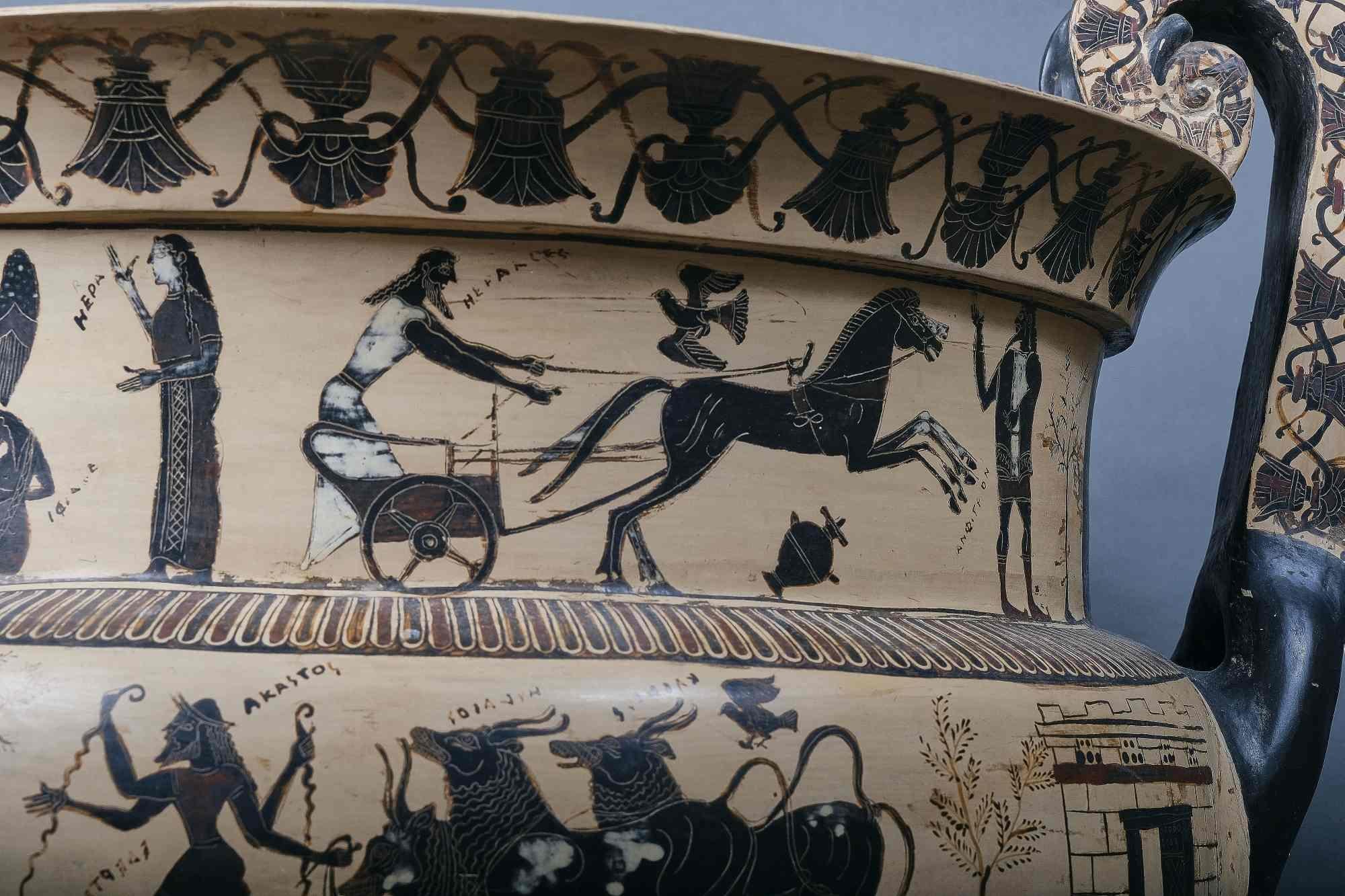 Hochdekorierter, großer Schrank mit griechischer mythologischer Dekoration, Italien, 1850 im Zustand „Gut“ im Angebot in Walkertshofen, BY