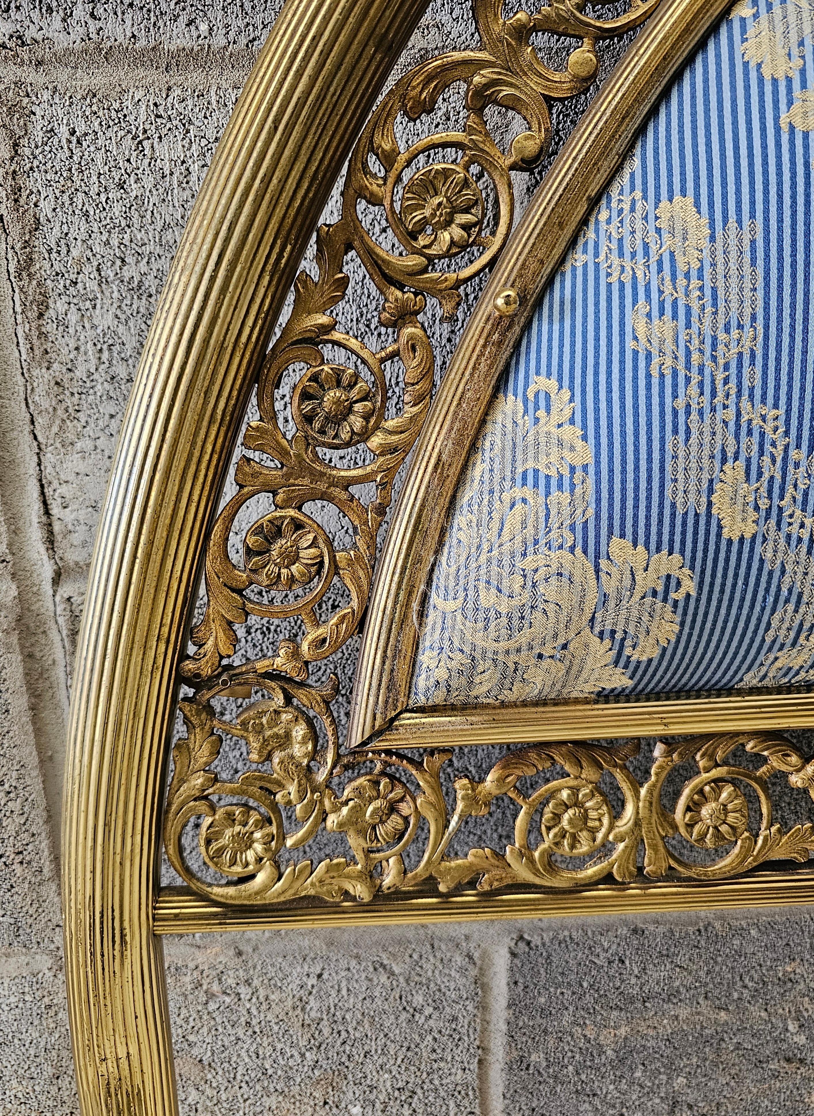Other Highly Decorative Louis XVI Style Brass and Upholstered Headboard, Circa 1920s For Sale