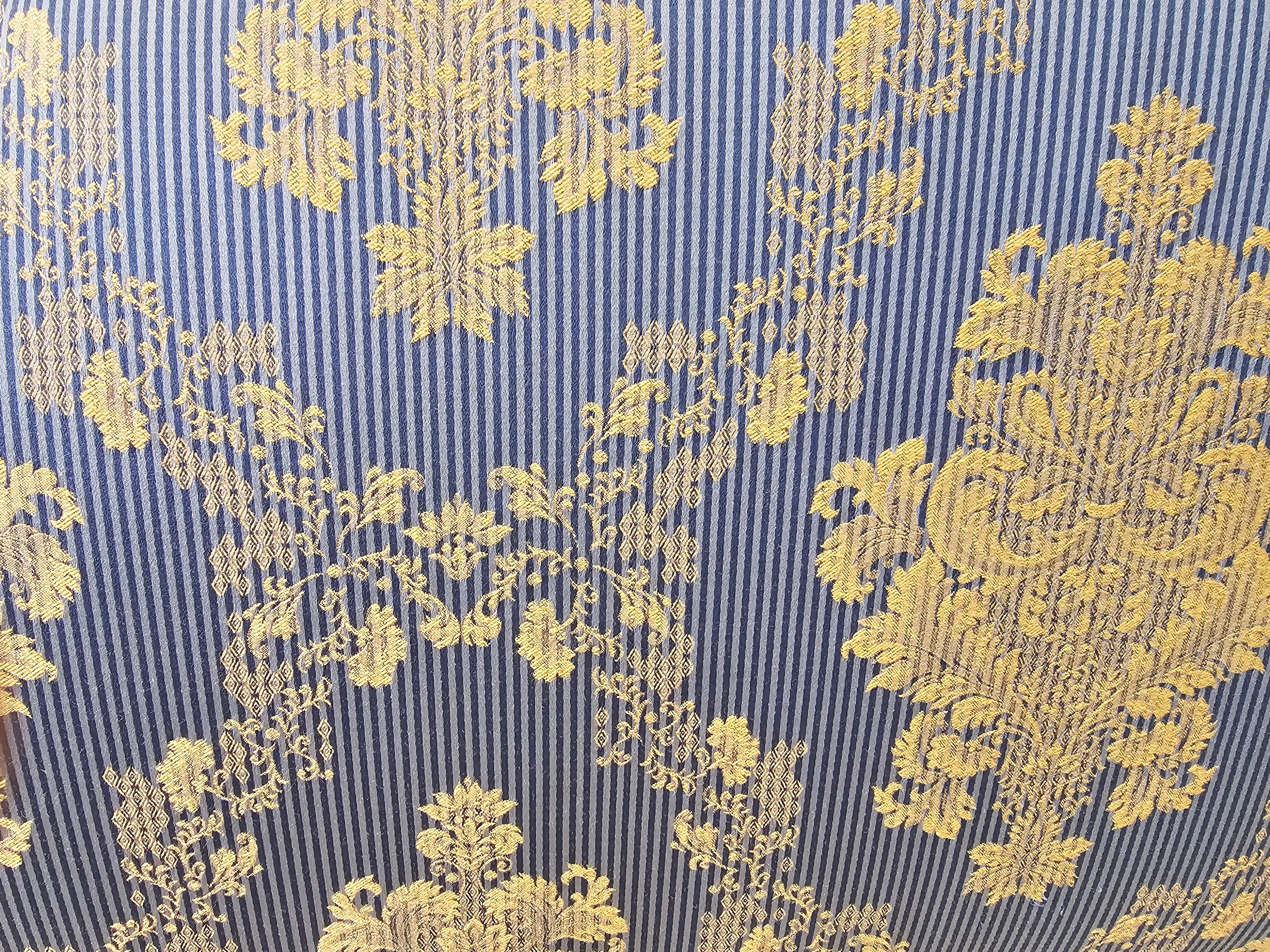 Highly Decorative Louis XVI Style Brass and Upholstered Headboard, Circa 1920s For Sale 1