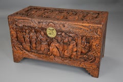 Highly Decorative Profusely and Deep Carved Eastern Camphor Wood Chest