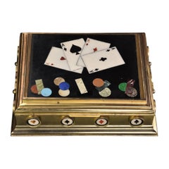 Highly Decorative Mid-Late 19th Century Pietre Dure and Gilt Brass Games Box